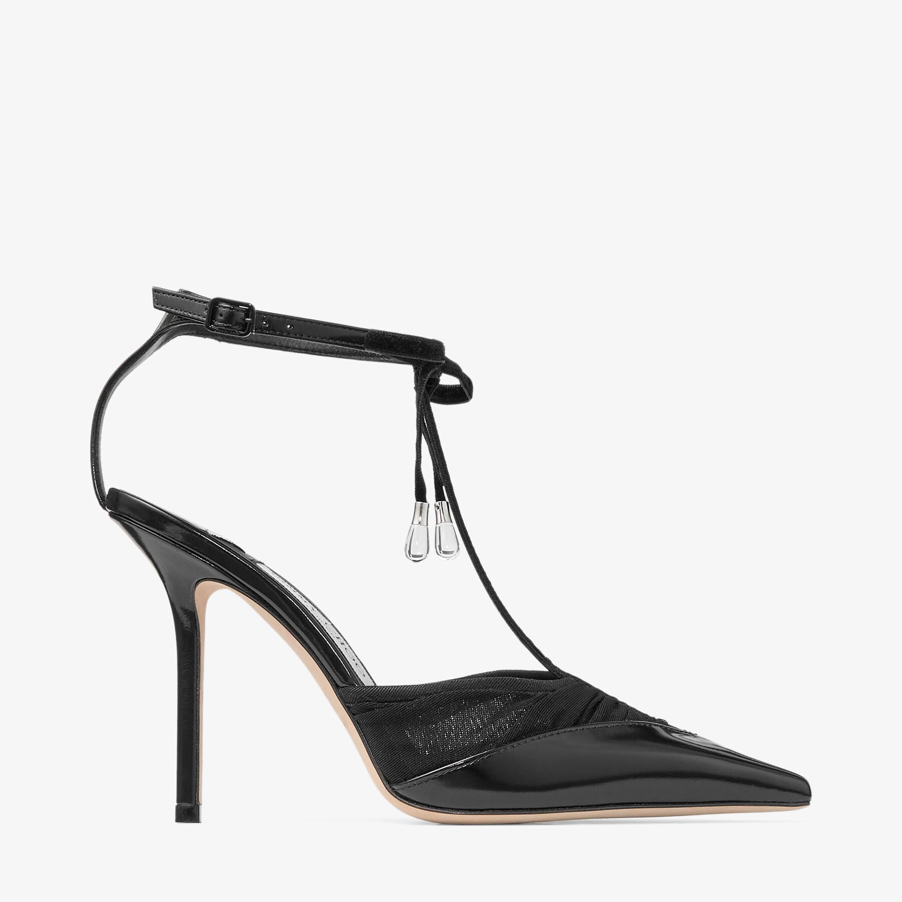 ALM. （アルム）BRIDE MESH PUMPS ブラック Afia Mesh 100 | Black Spazzolato and Ruched Tulle Pumps | JIMMY CHOO