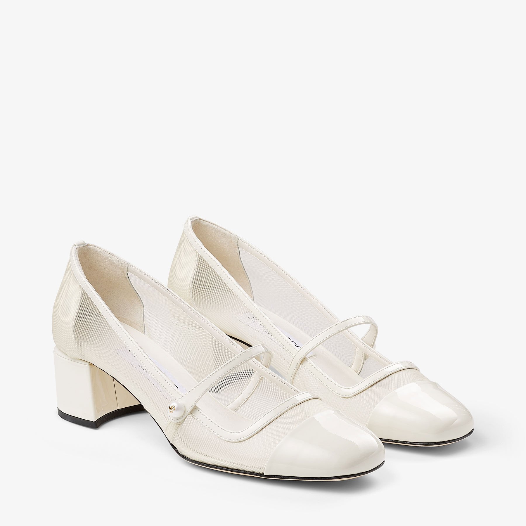 Elisa 45 | Latte Patent and Mesh Pumps | JIMMY CHOO