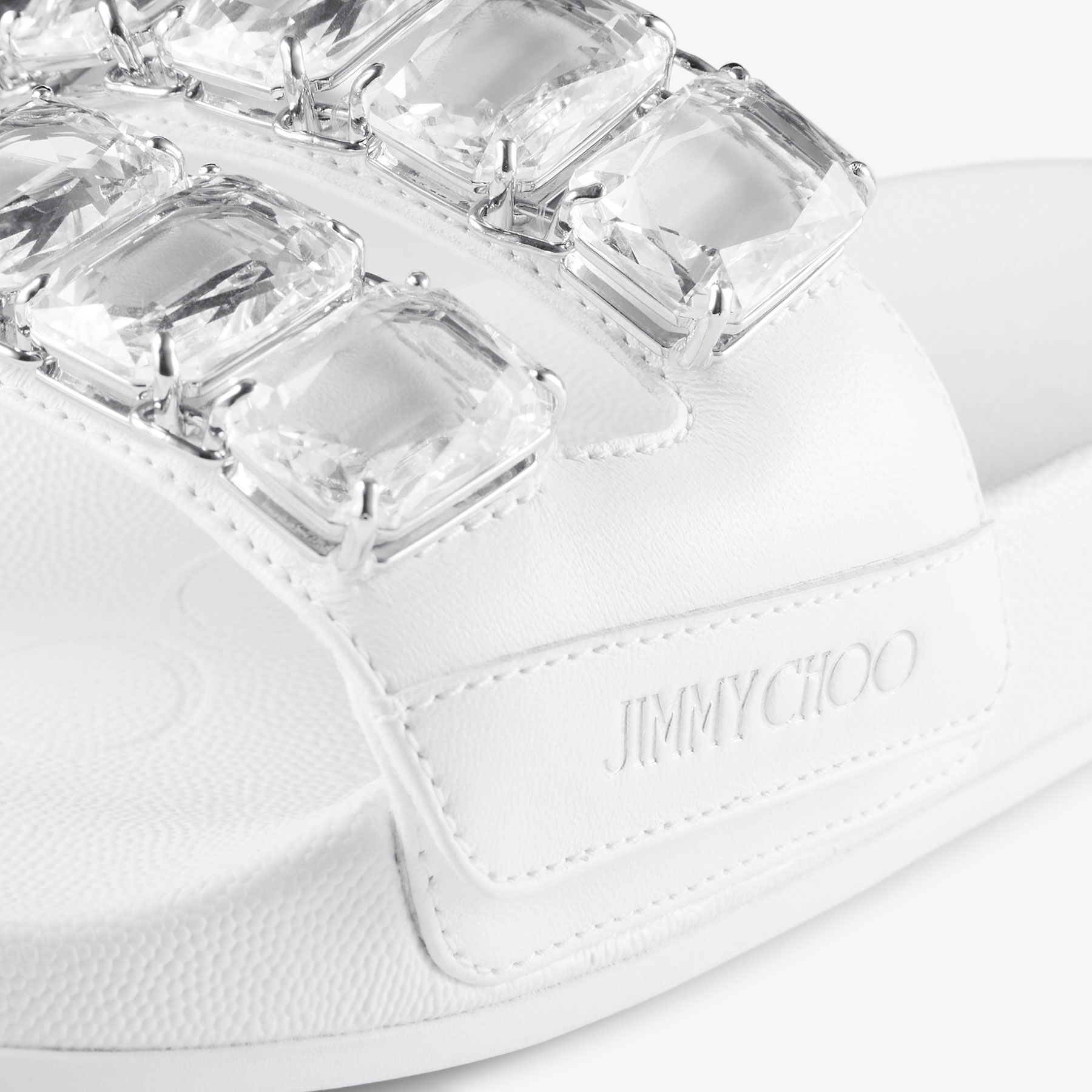 【人気ショップが最安値挑戦！】 Crystal Leather Nappa White Fitz/Crystal| Slides CHOO JIMMY | バレエ