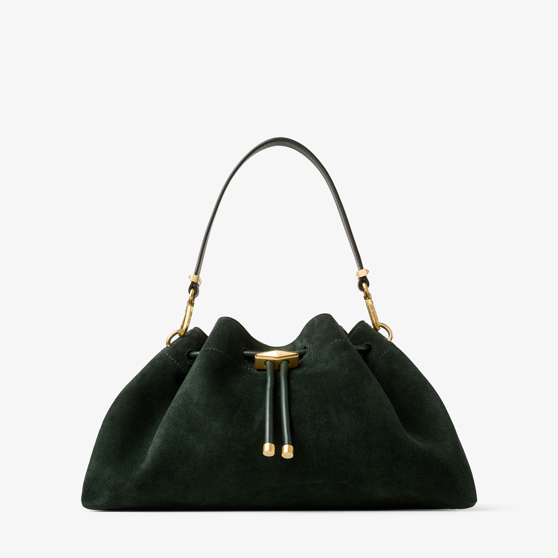 Cinch Medium | British Green Suede Shoulder Bag | JIMMY CHOO