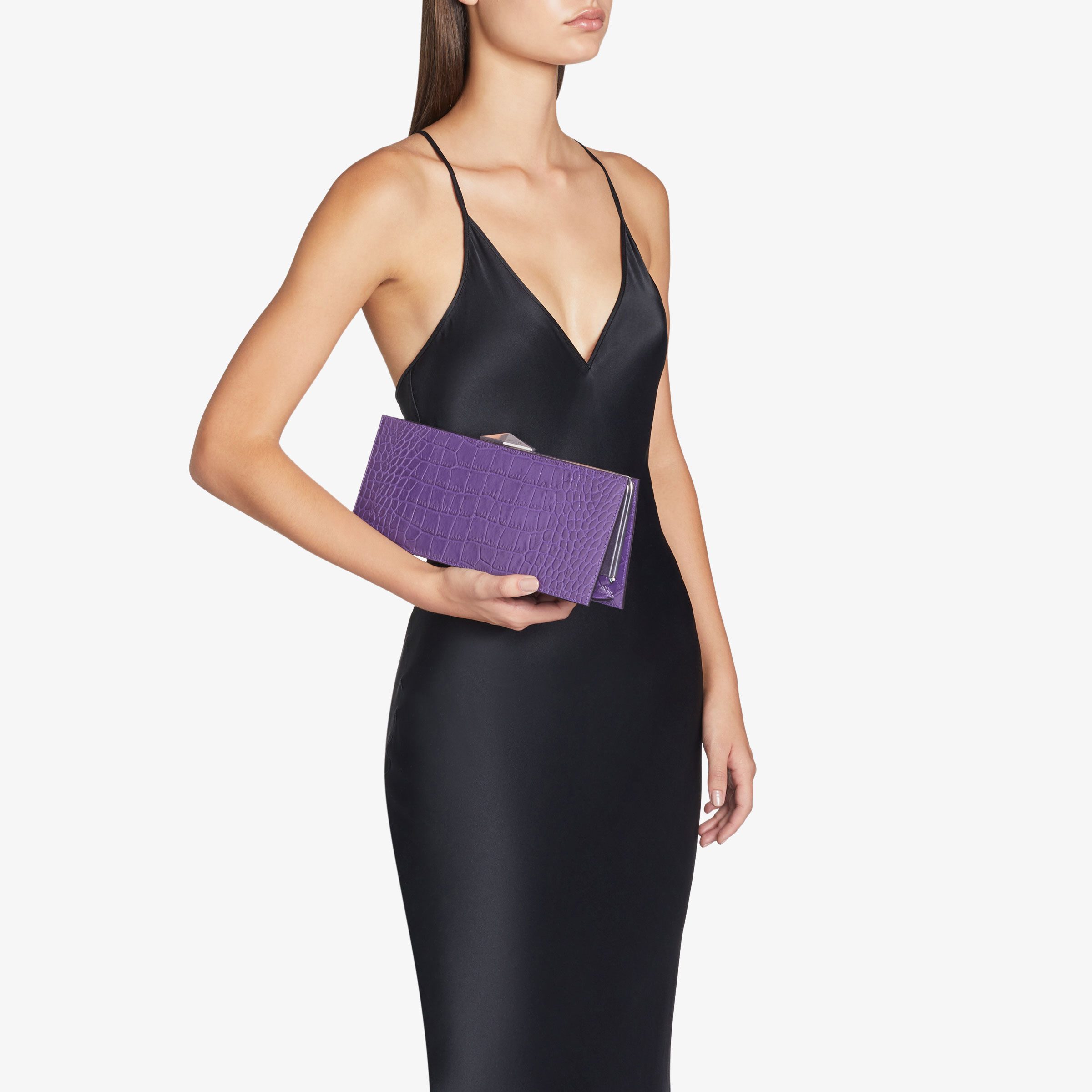 DIAMOND COCKTAIL Cassis Croc Embossed Leather Cocktail