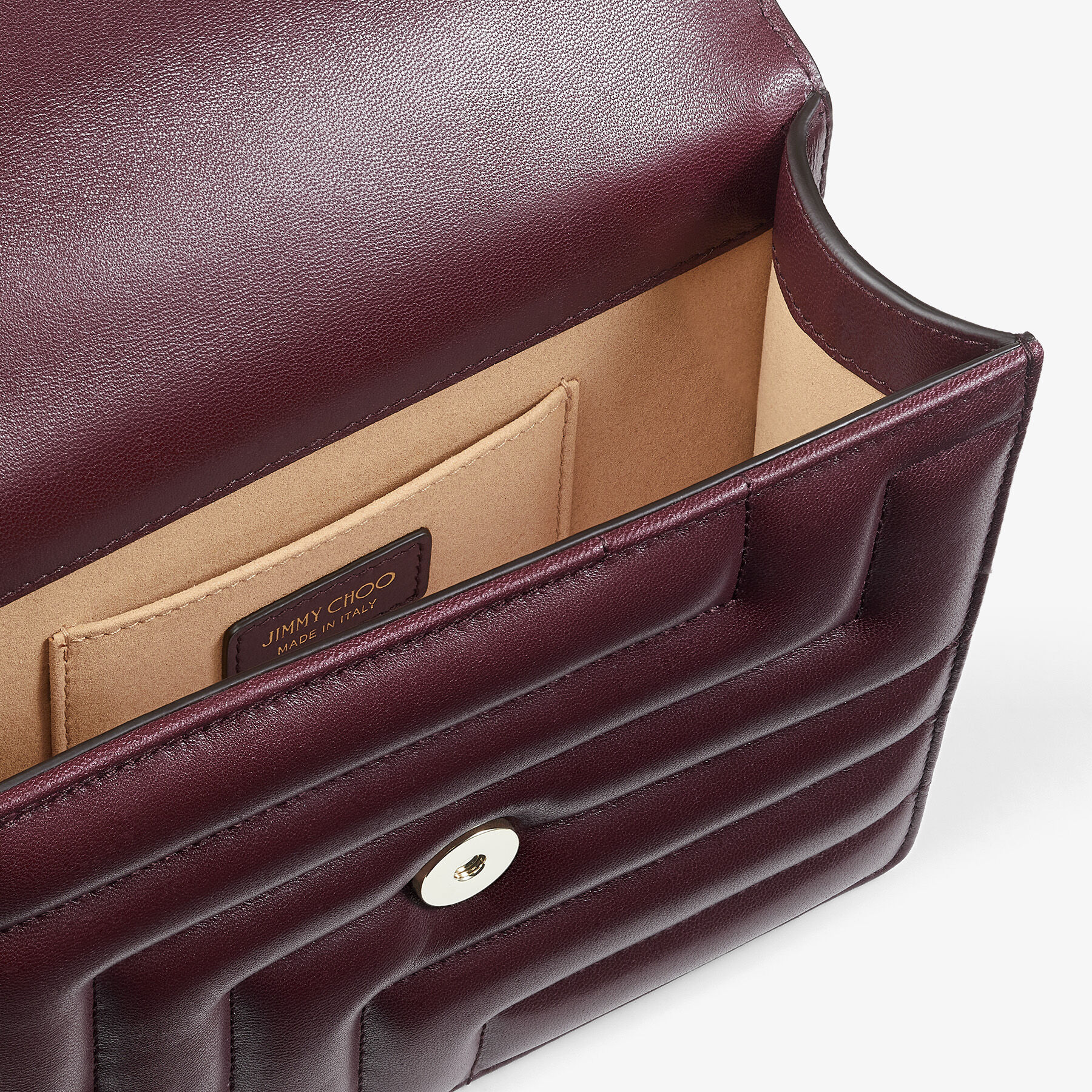 Burgundy Nappa Avenue Leather Bag with Light Gold JC Emblem 