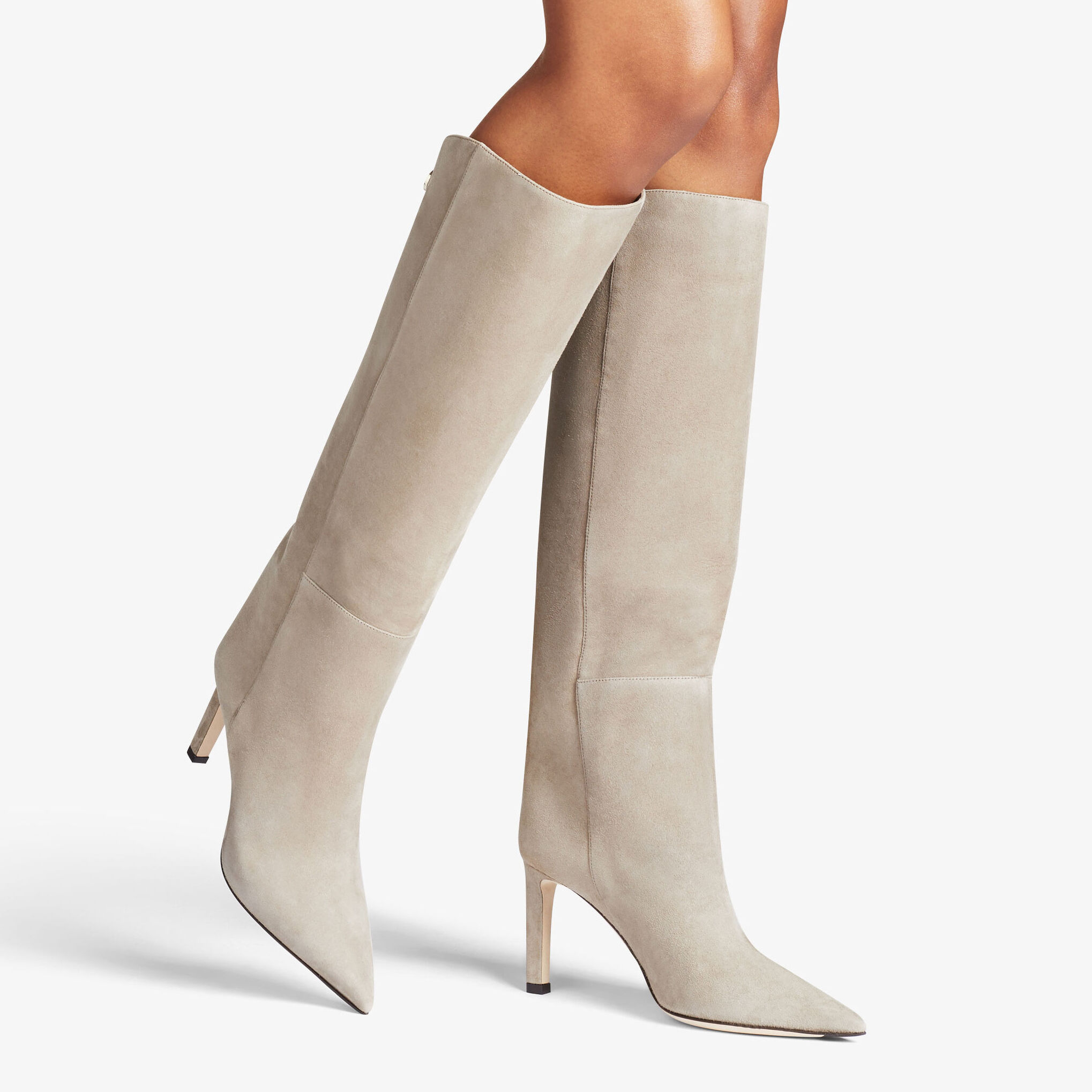 ALIZZE KB 85 | Taupe Suede Knee-High Boots | Autumn Collection | JIMMY CHOO