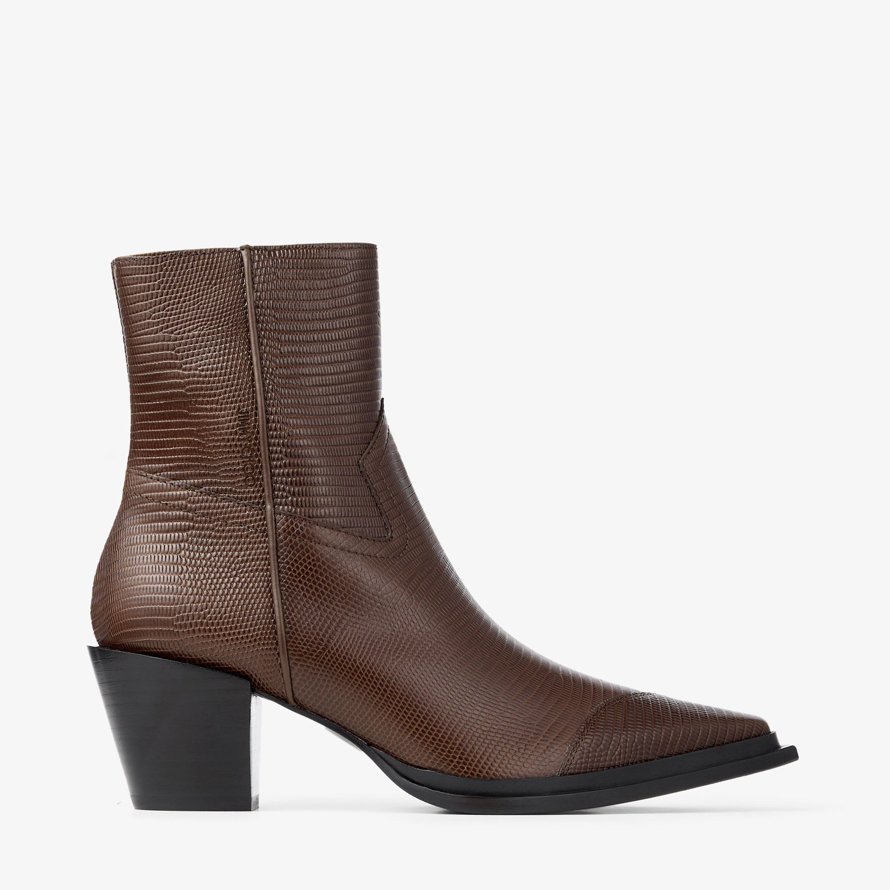 Cece AB 60 | Coffee Lizard Printed Leather Ankle Boots