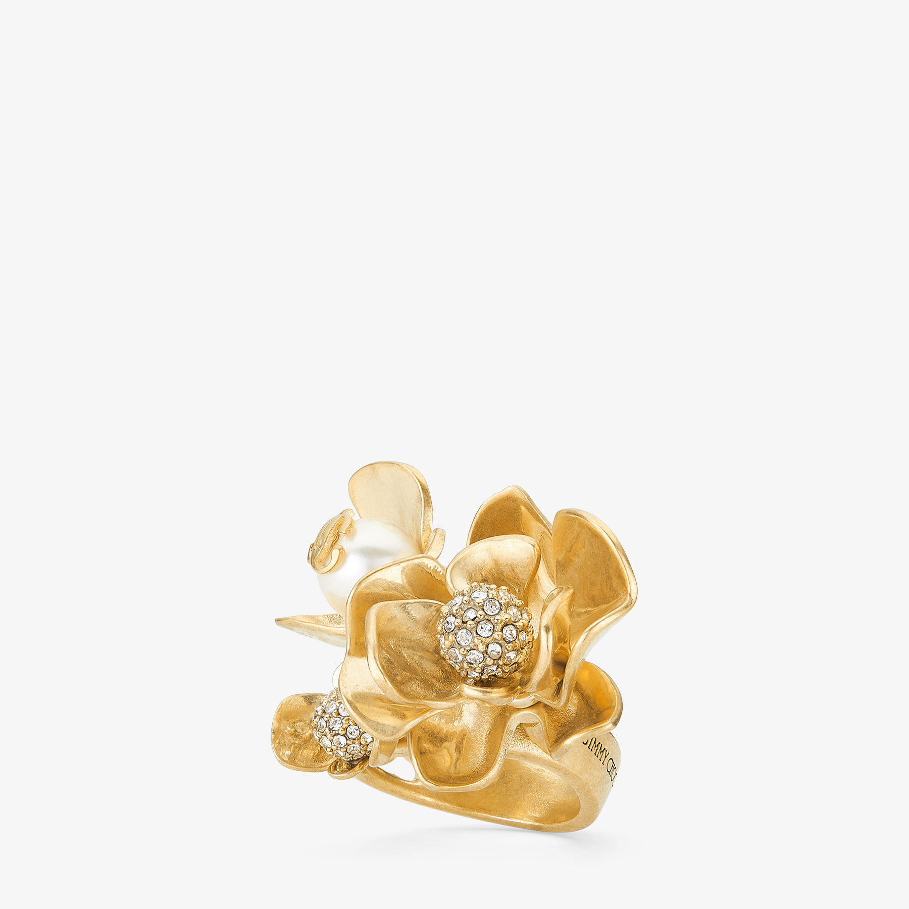 当店の記念日 RING PETAL | Pearl and Crystal with Ring Gold-Finish タレント・お笑い芸人