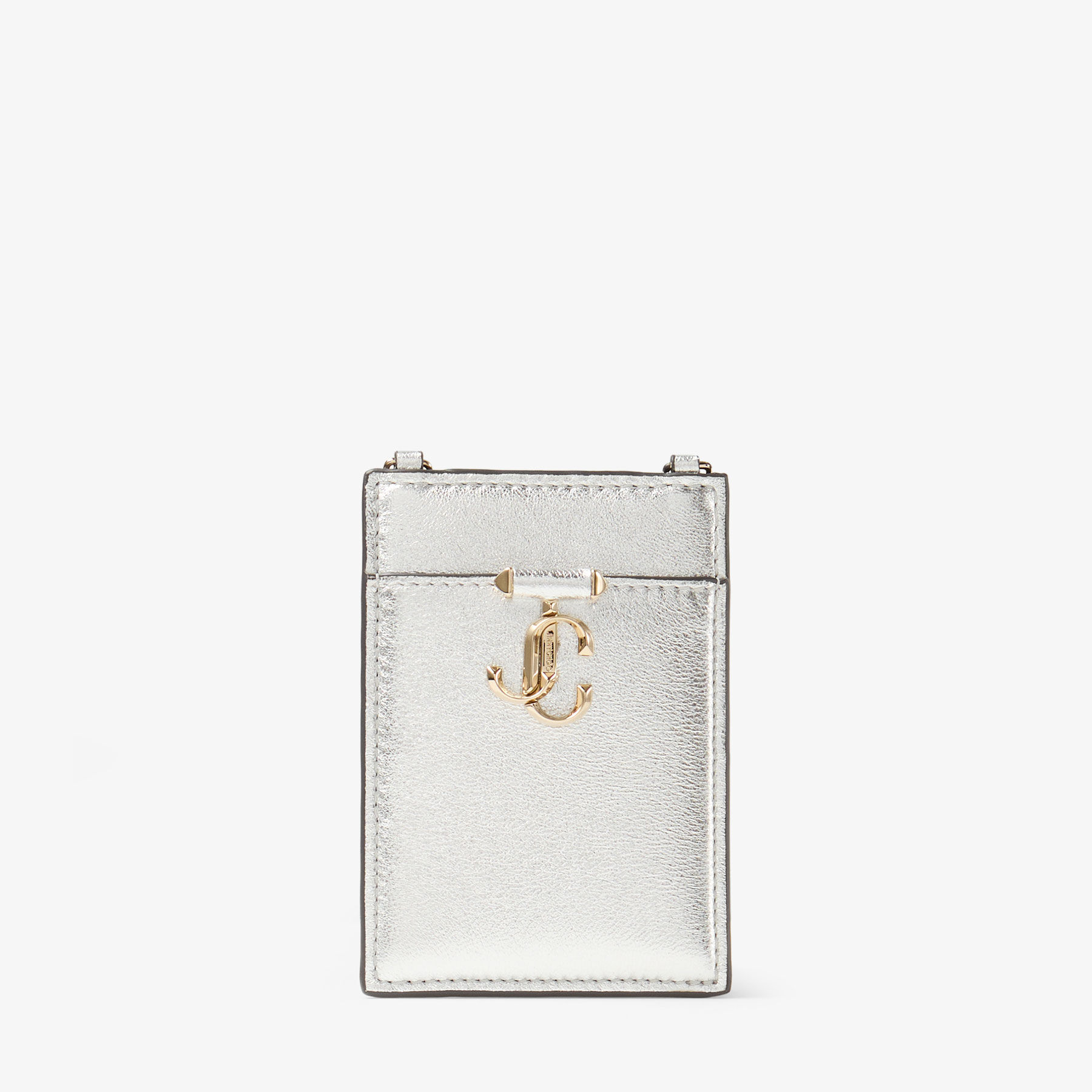 ID Holder W/Chain | Silver Metallic Nappa Leather ID Holder ID Holder W/Chain | Silver Metallic Nappa Leather ID Holder