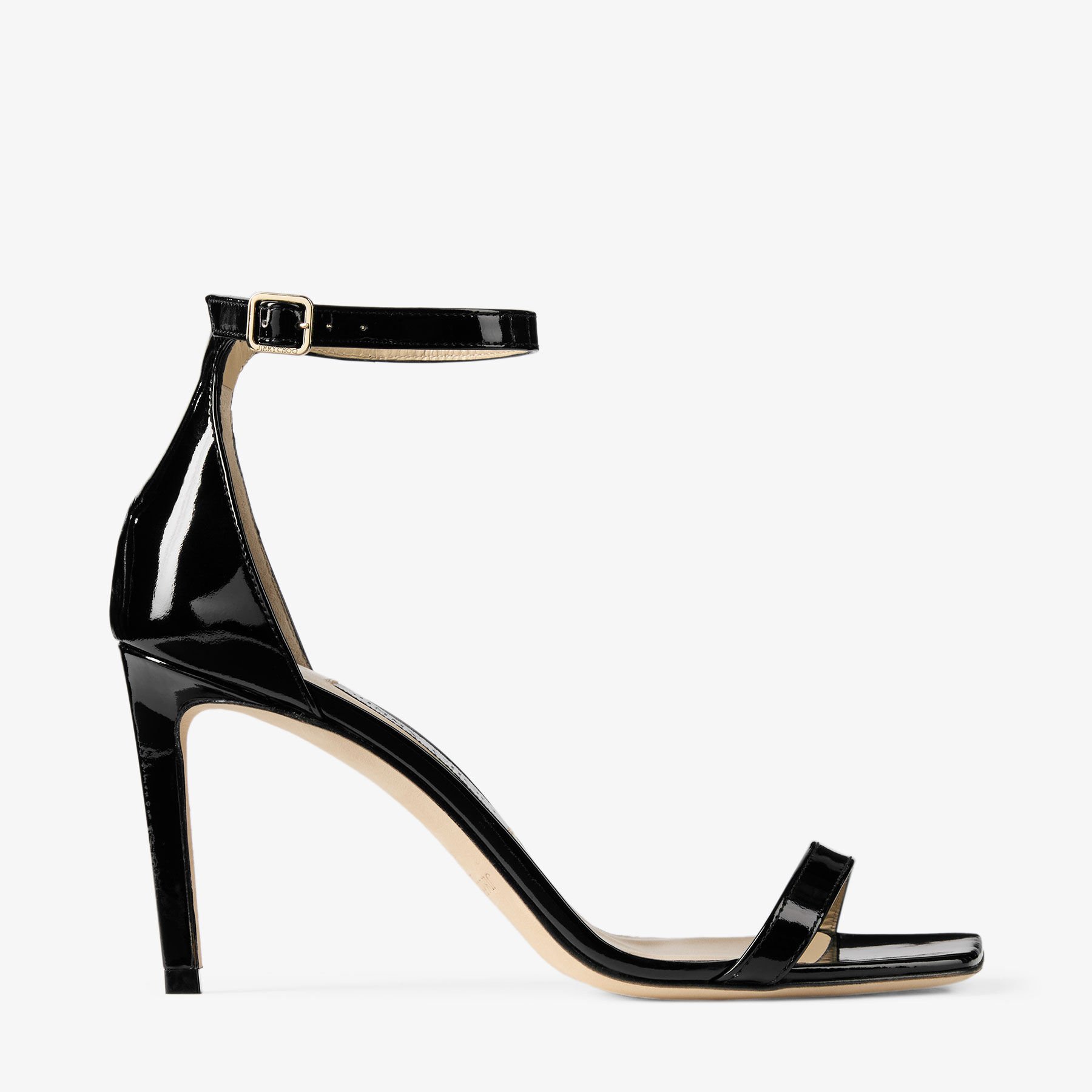Alva 85 | Black Liquid Metal Leather Sandals | JIMMY CHOO US