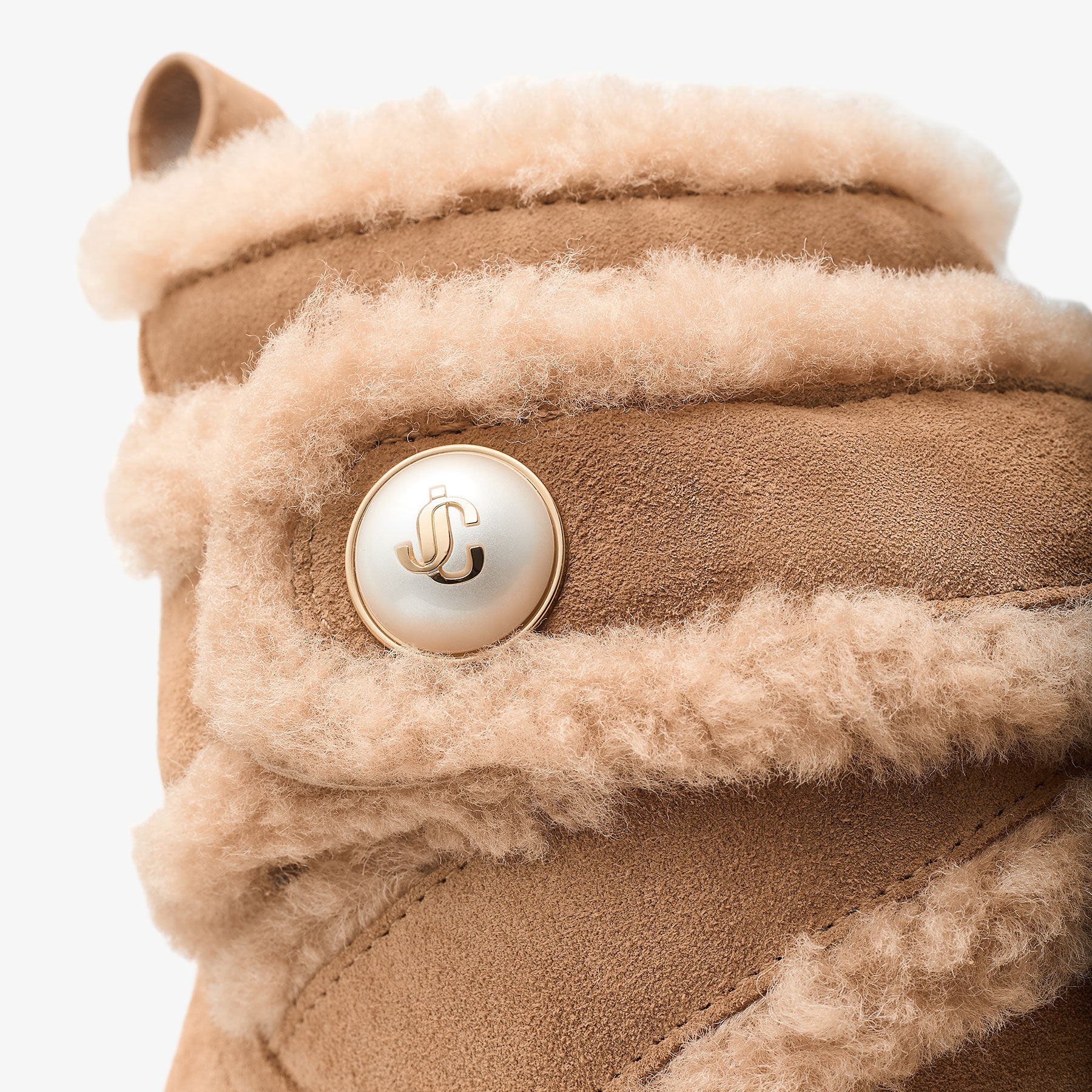 Meena Flat | Toffee Velvet Suede Ankle Boots with Shearling