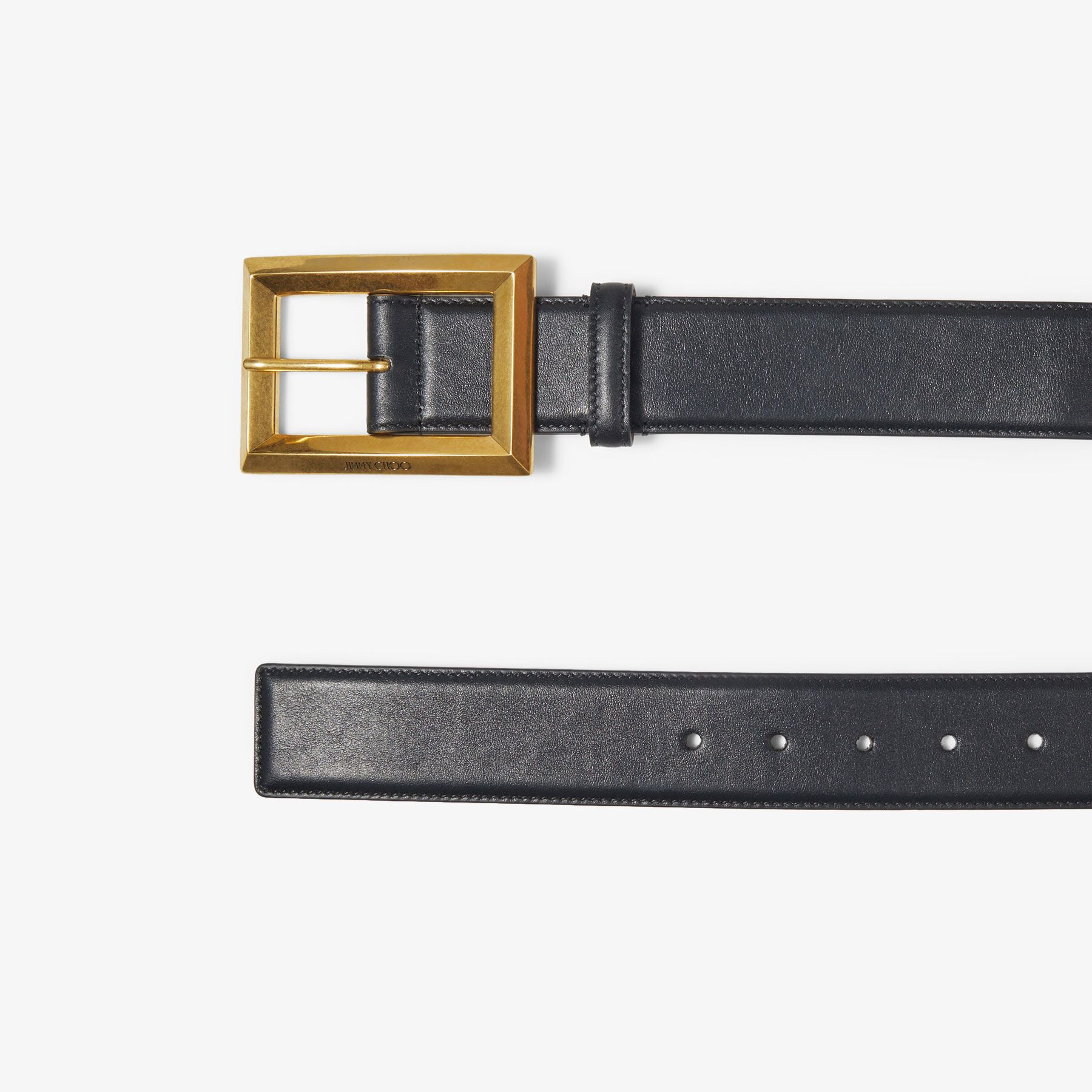 ARLIE | Black Calf Leather Belt | New Collection | JIMMY CHOO
