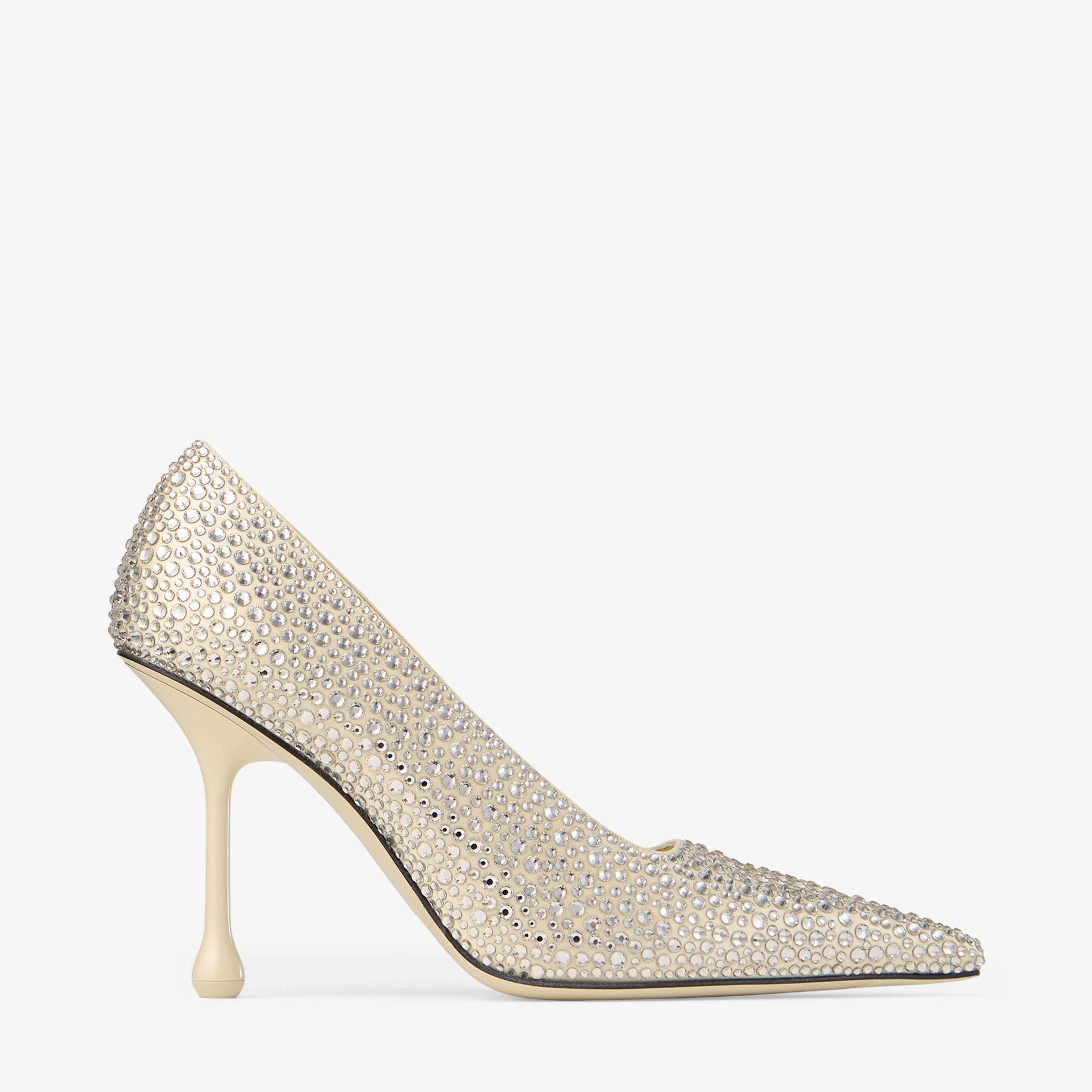 JIMMY CHOO イキシア ホインテットトゥ ハンフス IXIA95 GOLD Ixia 95 | Yellow Buttermilk Satin Rhinestones Pumps | JIMMY CHOO
