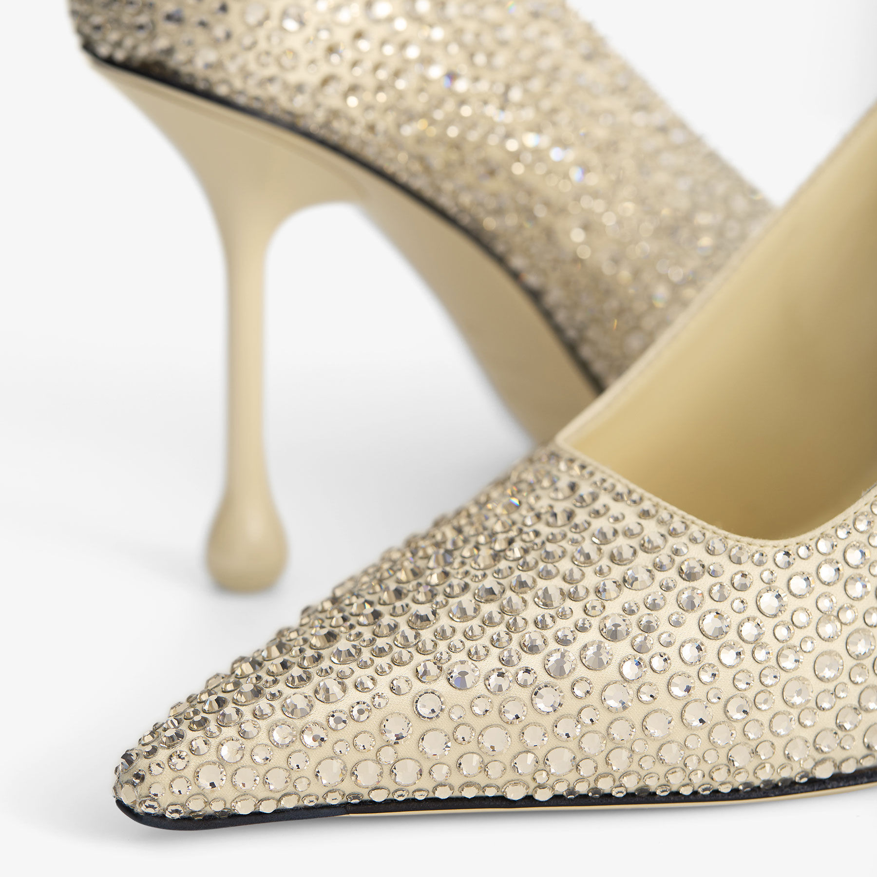 Ixia 95 | Yellow Buttermilk Satin Rhinestones Pumps | JIMMY CHOO