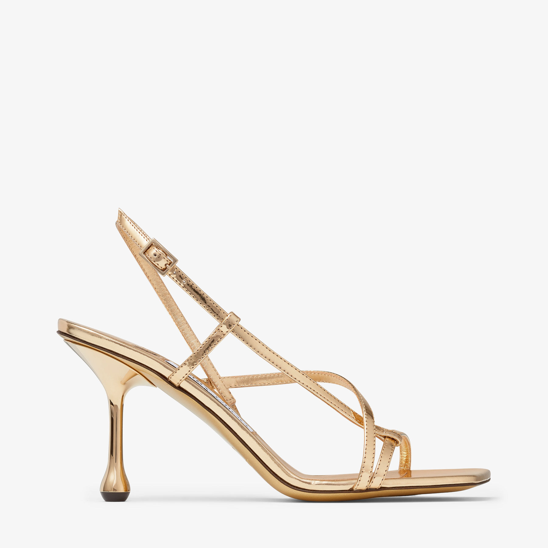Etana 80|Gold Metallic Leather Sandals| JIMMY CHOO CA