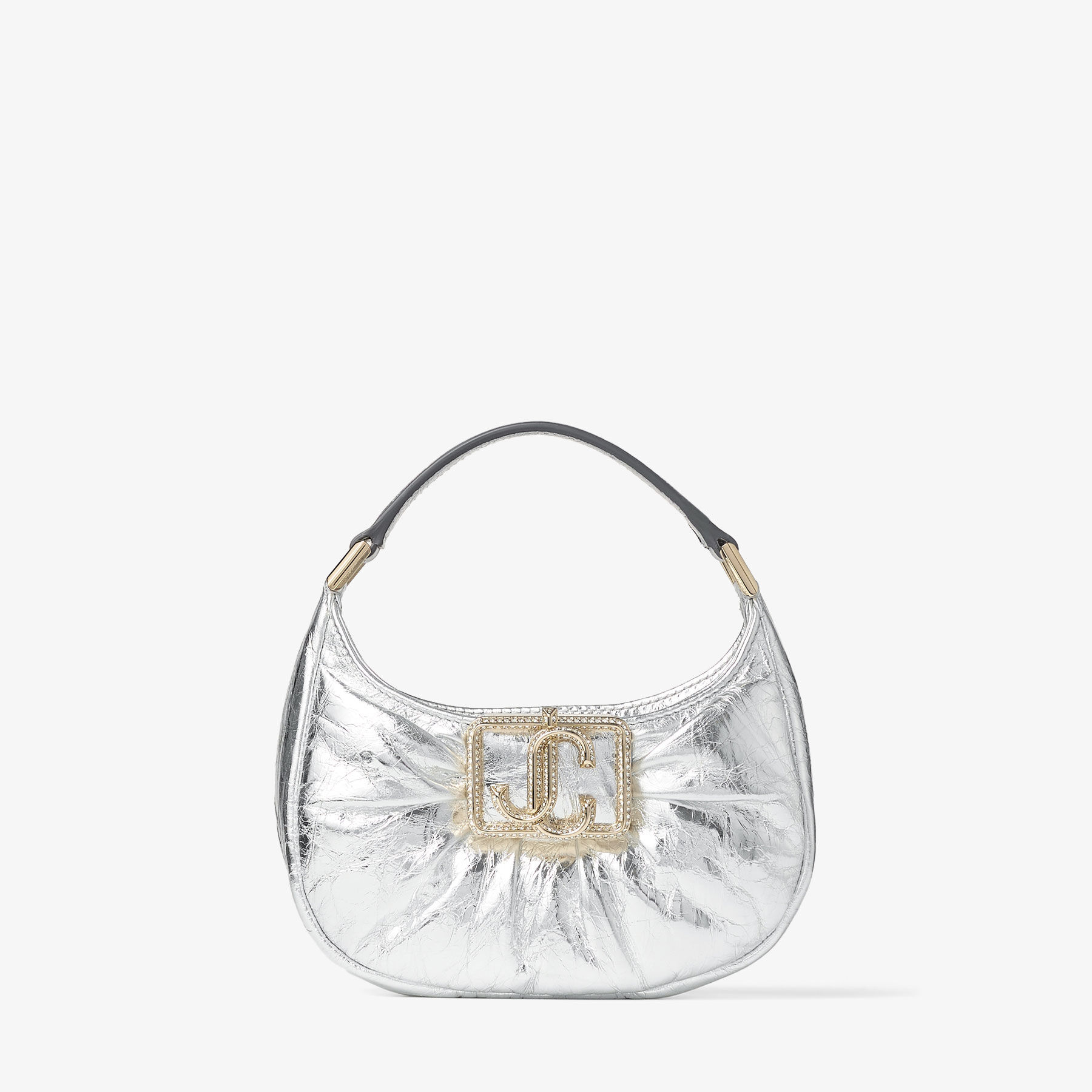 Edie Hobo Mini | Silver Vintage Metallic Leather Mini Bag | JIMMY CHOO CA