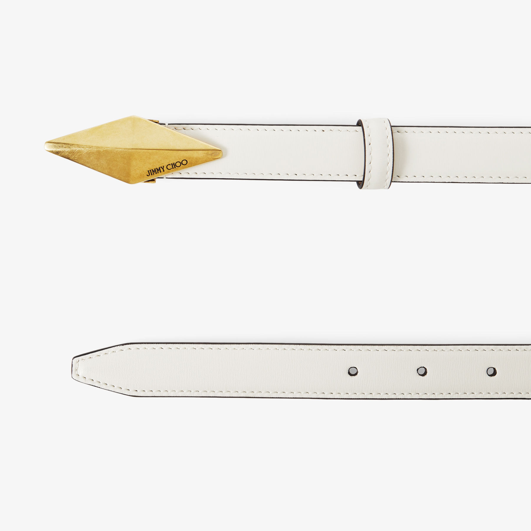 Jimmy★Choo(セールで訳ありだから破格)オシャレStars/Belt80cm DIAMOND CLASP BELT | Latte Leather Clasp Belt | Autumn