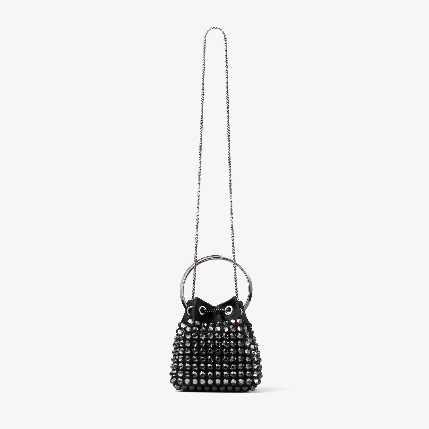 パーティーバッグ JIMMY CHOO AVENUE SATIN W CRYSTAL CHAIN BAG JIMMY CHOO Satin Beaded Crystal Embellished Mini Bon Bon Bag