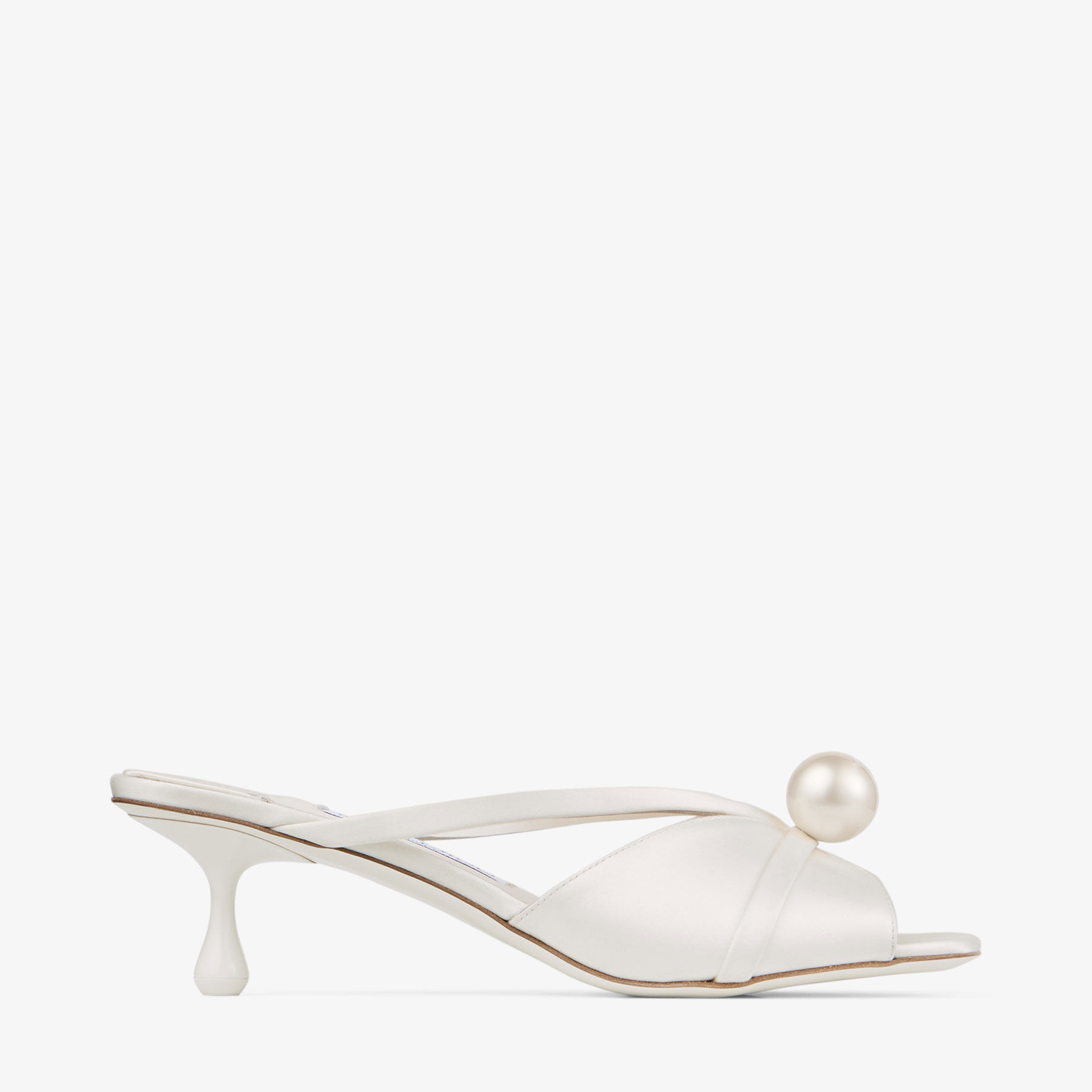 Siva Mule 50 |Ivory Satin Mule with Pearl Embellishment