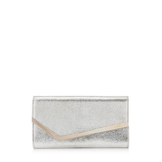 Jimmy Choo Womens Champagne Emmie Glitter Leather Clutch In Champagne