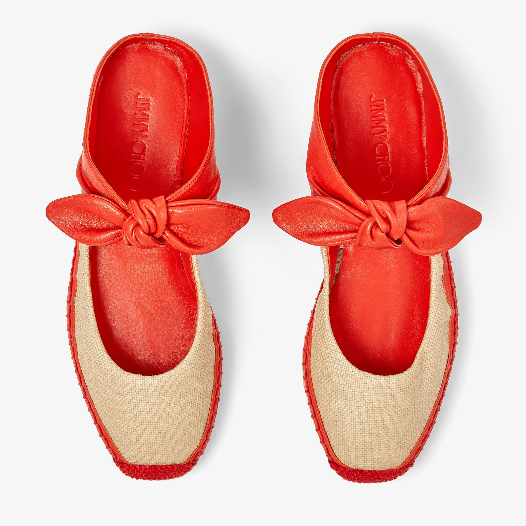 Reka Flat | Paprika/Natural Leather and Raffia Flats | JIMMY CHOO