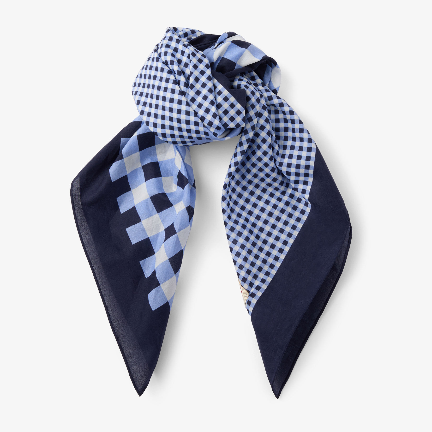 Sula Bandana | Marine Mix Gingham Print Cotton Bandana | JIMMY CHOO