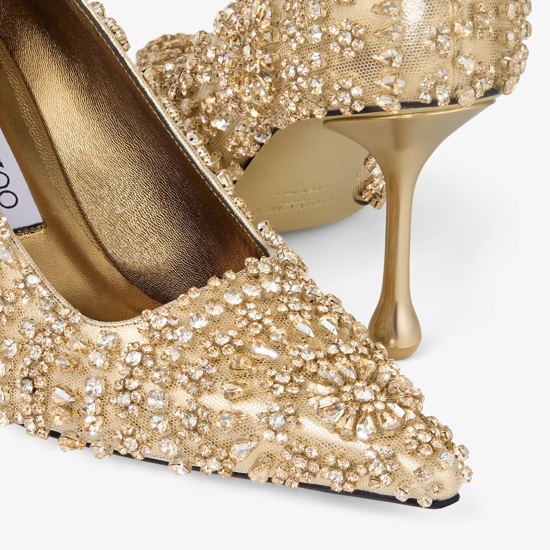 Ixia 80 | Gold Mix Metallic Nappa Leather Pumps with Crystal