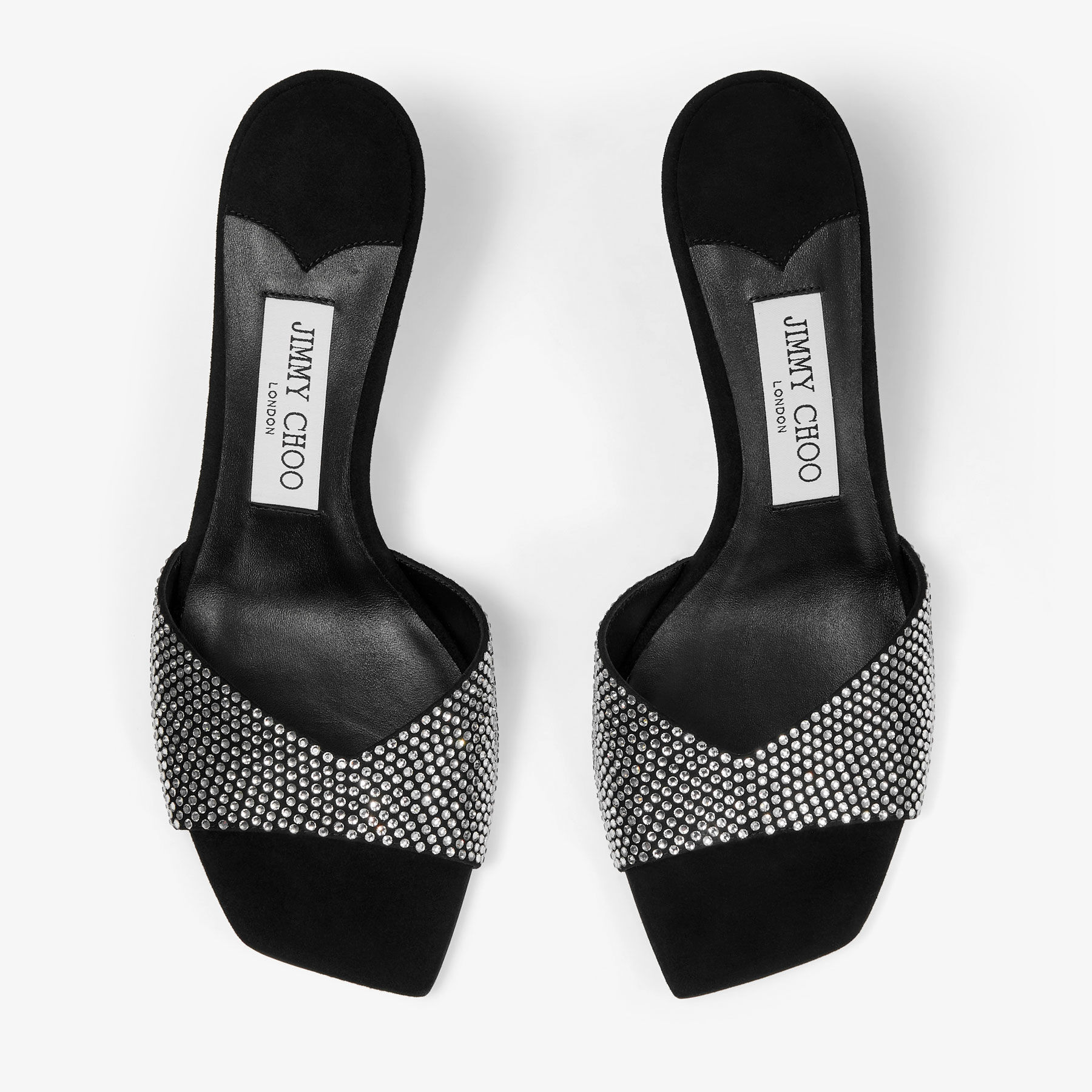Skye 70 | Black/Crystal Suede Sandals | JIMMY CHOO