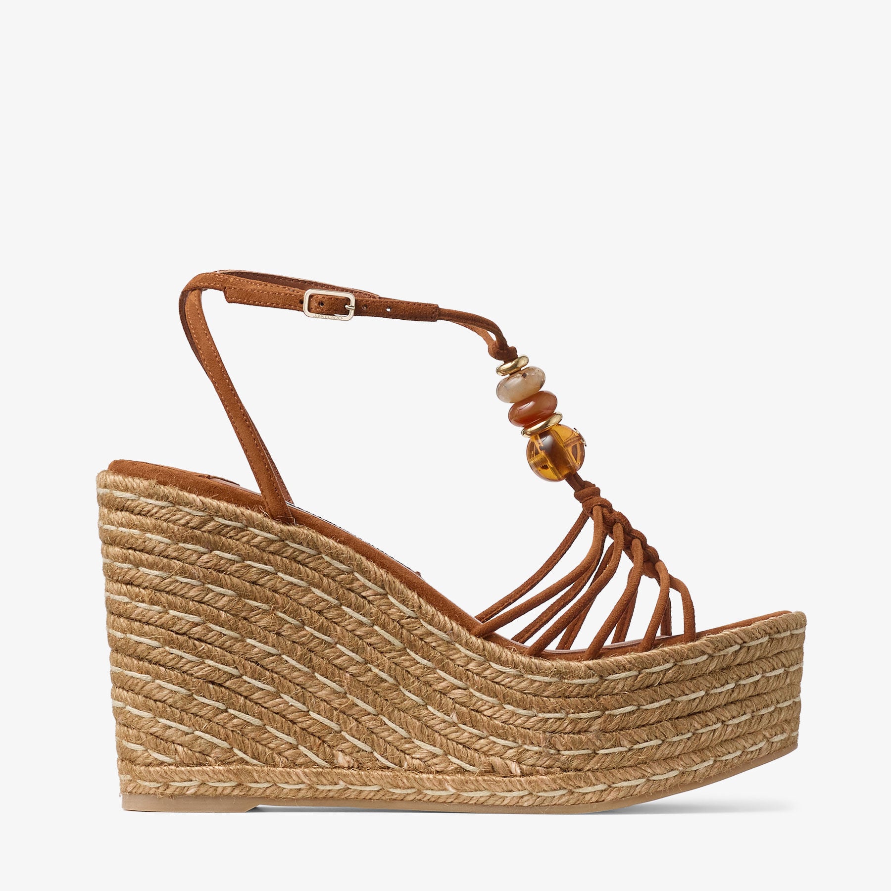 チャン　トゥイ Lemi Wedge 100 | Tan Mix Suede Wedges with Beads | JIMMY CHOO