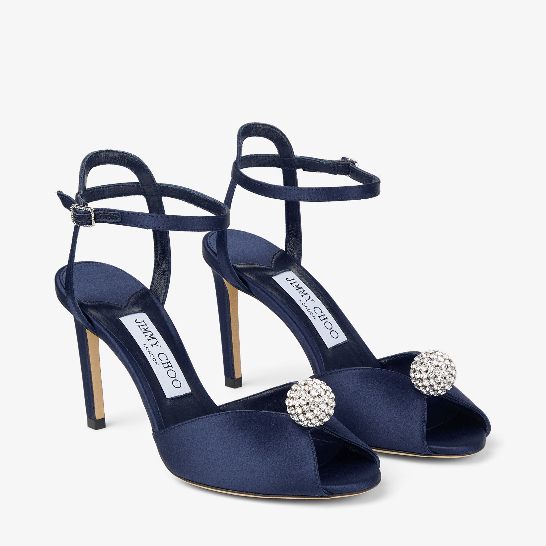 Women's Navy Satin Sandals | Jimmy Choo US
