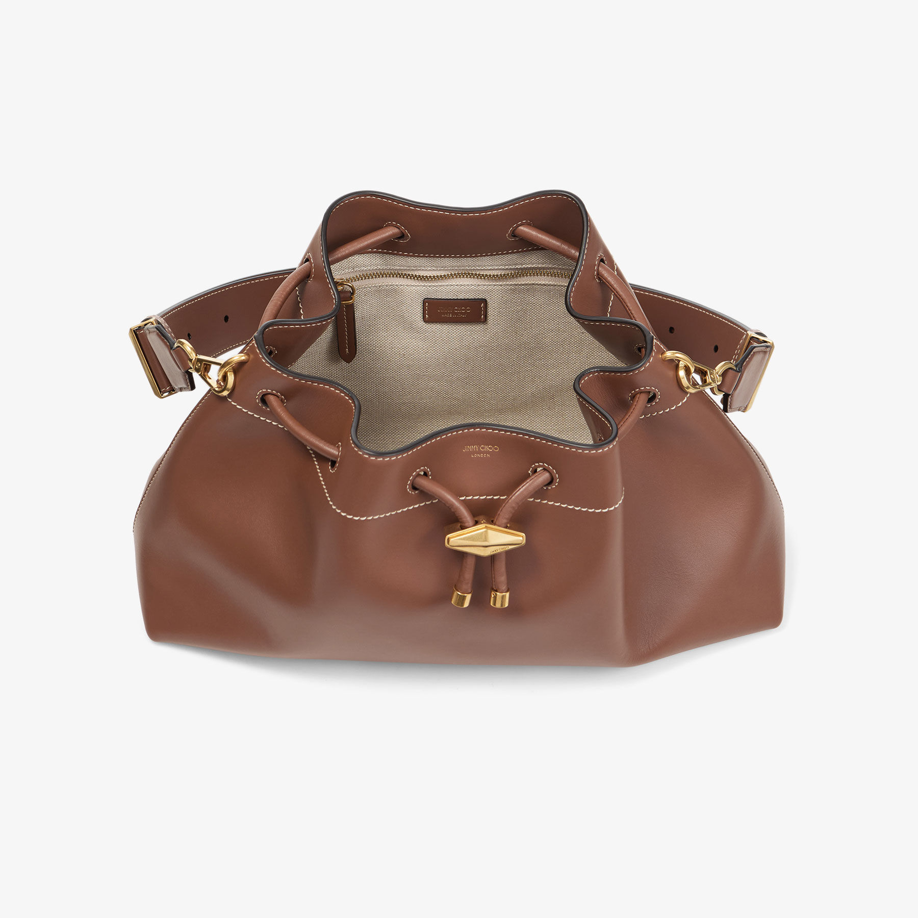 値引 Cinch M |Tan Leather Bucket Bag | JIMMY CHOO バッグ