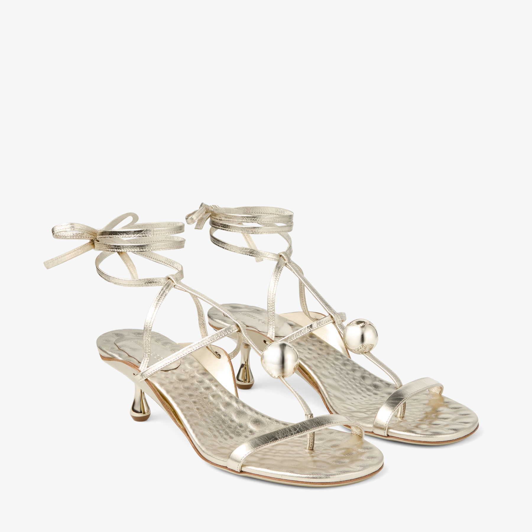 Zyra 50 | Gold Vintage Metallic Leather Sandals | JIMMY CHOO