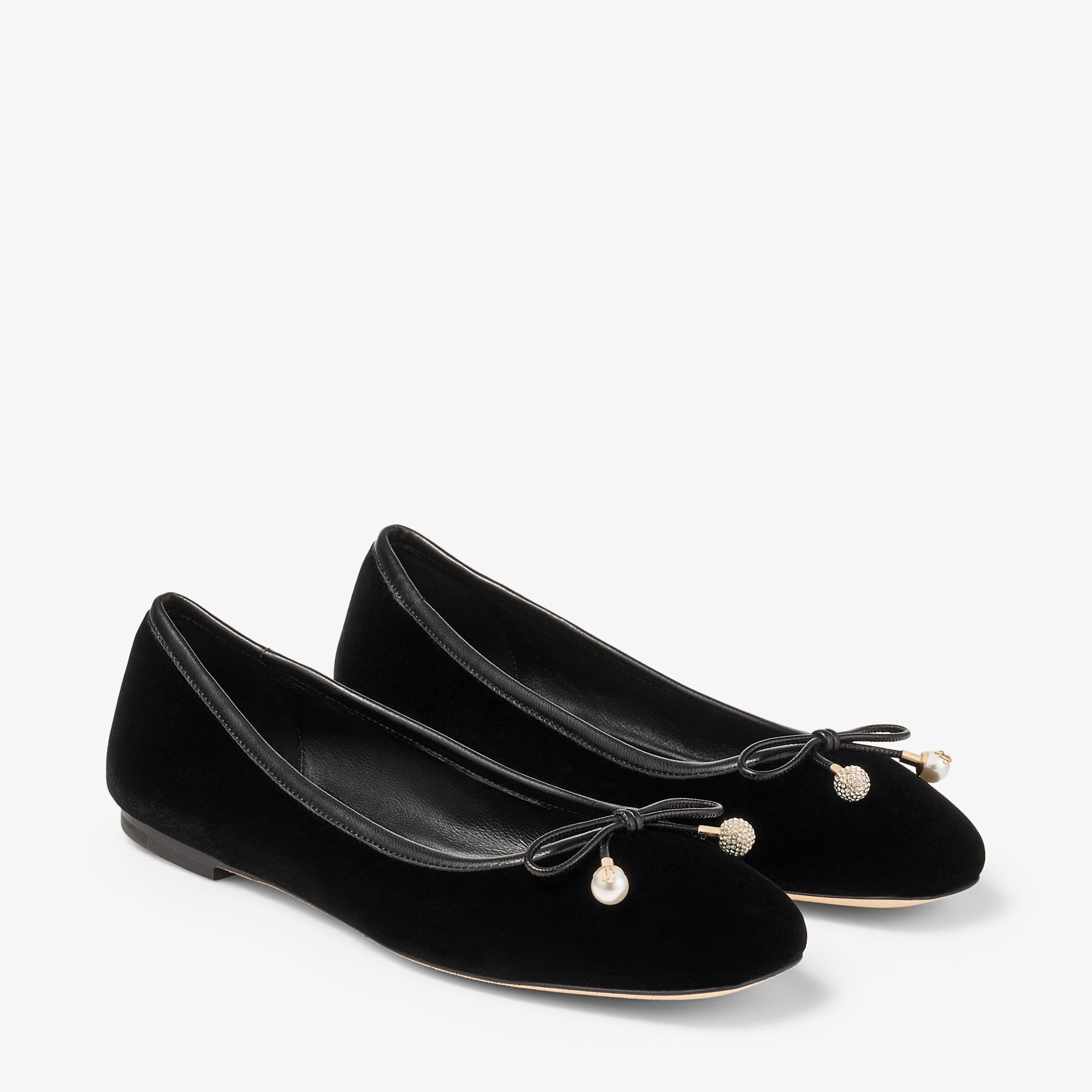 Elme Flat | Black Velvet Flats | JIMMY CHOO