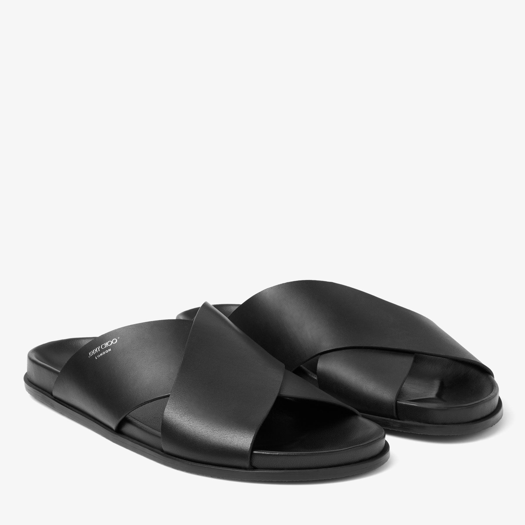 Sol Slide | Black Vachetta Leather Slides | JIMMY CHOO