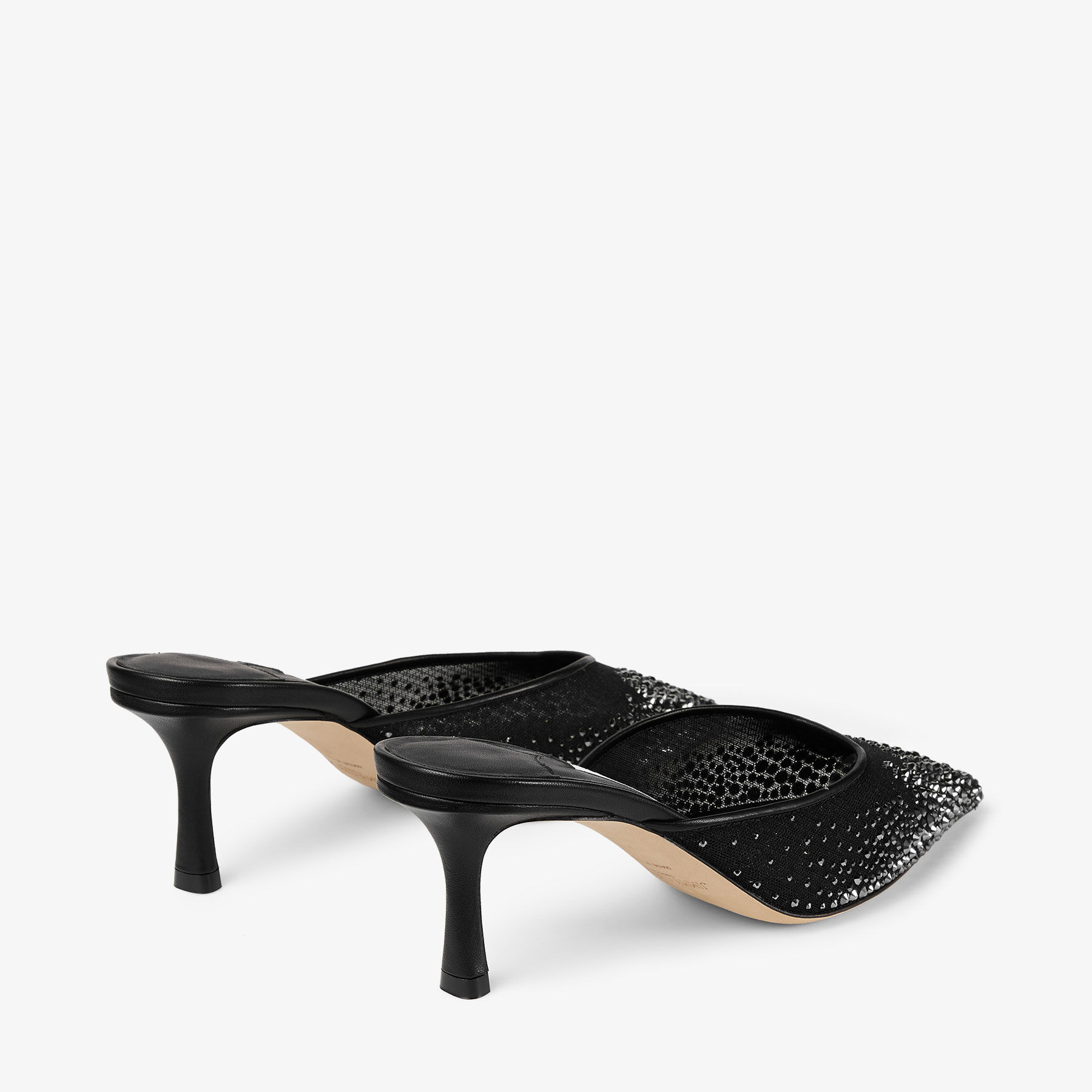 商品画像：Vivi 65 | Black Crystal Mesh Mules | JIMMY CHOO 1