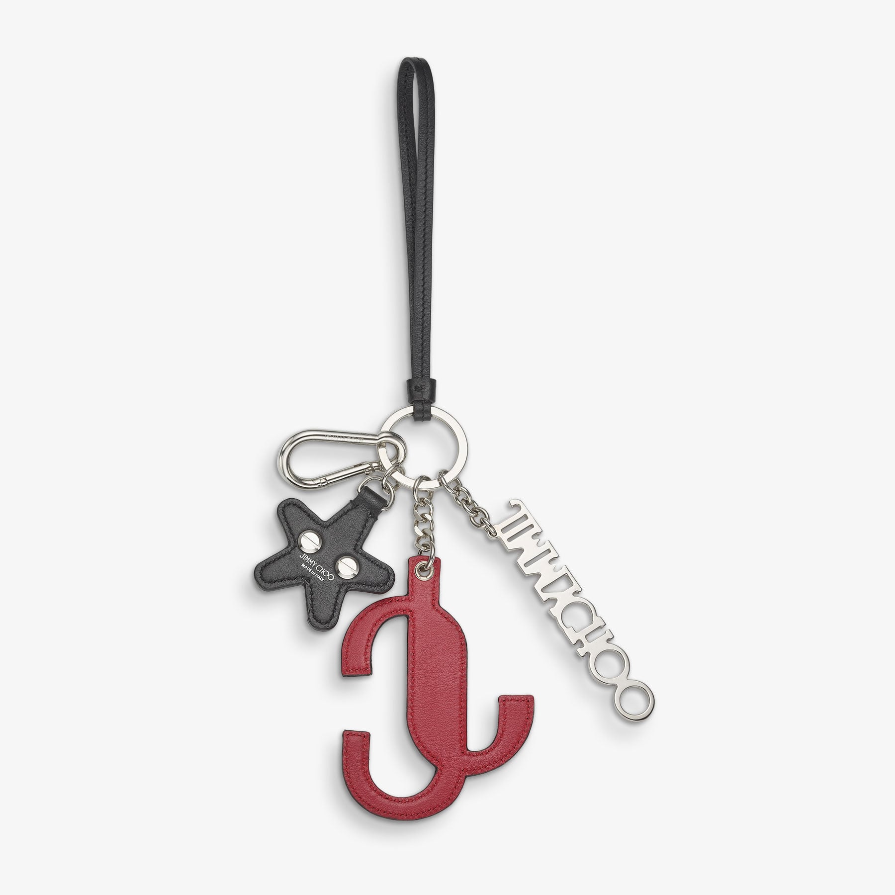 Red & Candy Pink Calf Leather Star Logo | Bag Charm | JIMMY CHOO