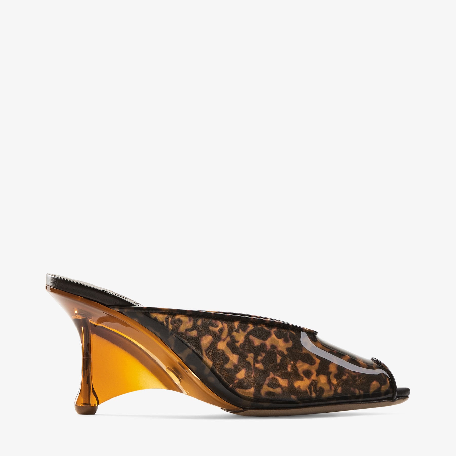 Glace Mule 80 | Amber and Brown Mix Tortoiseshell TPU Sandals with