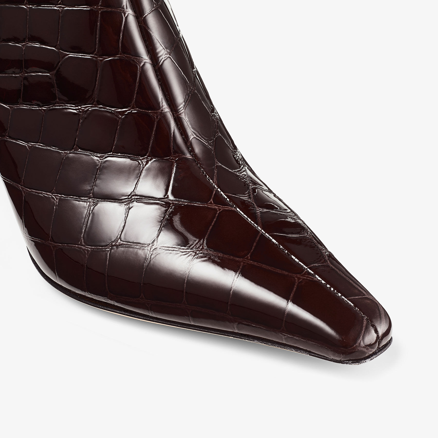 Agathe Knee Boot 85 | Sambuco Shiny Croc Embossed Leather Knee