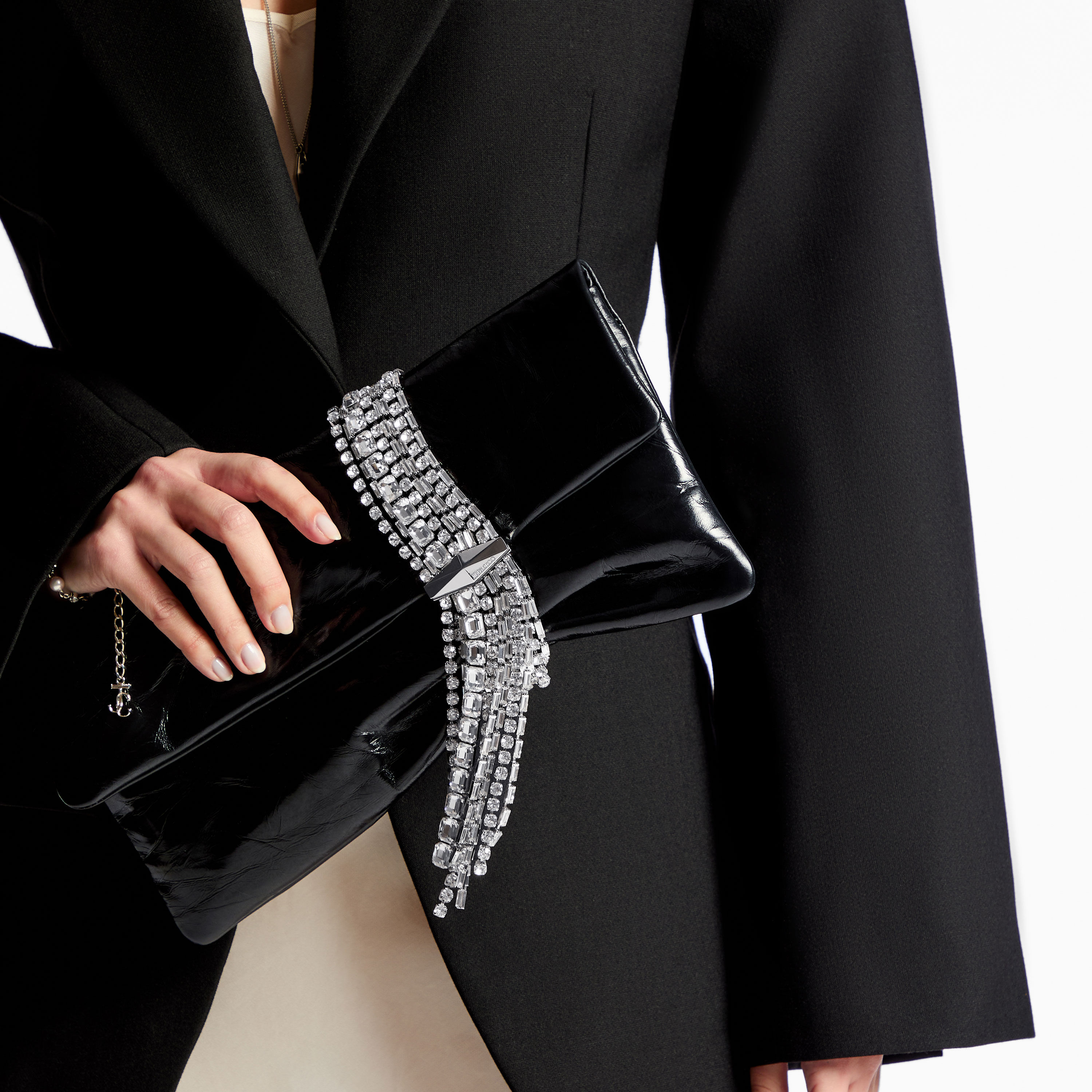 クラシック Zandra CHOO JIMMY | Bag Clutch Leather Metallic Vintage Black | 靴