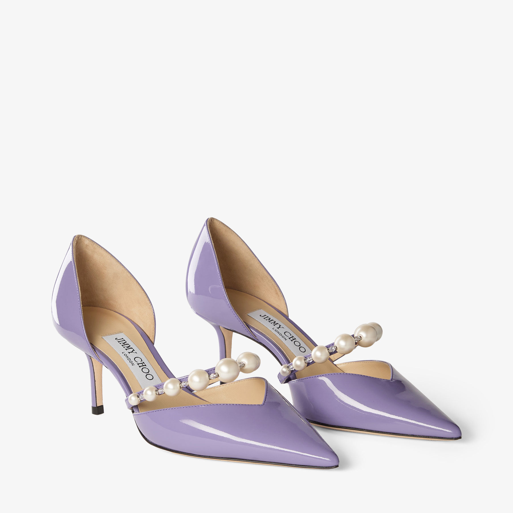 Aurelie 65|Tanzanite/White Patent Leather Shoe| JIMMY CHOO
