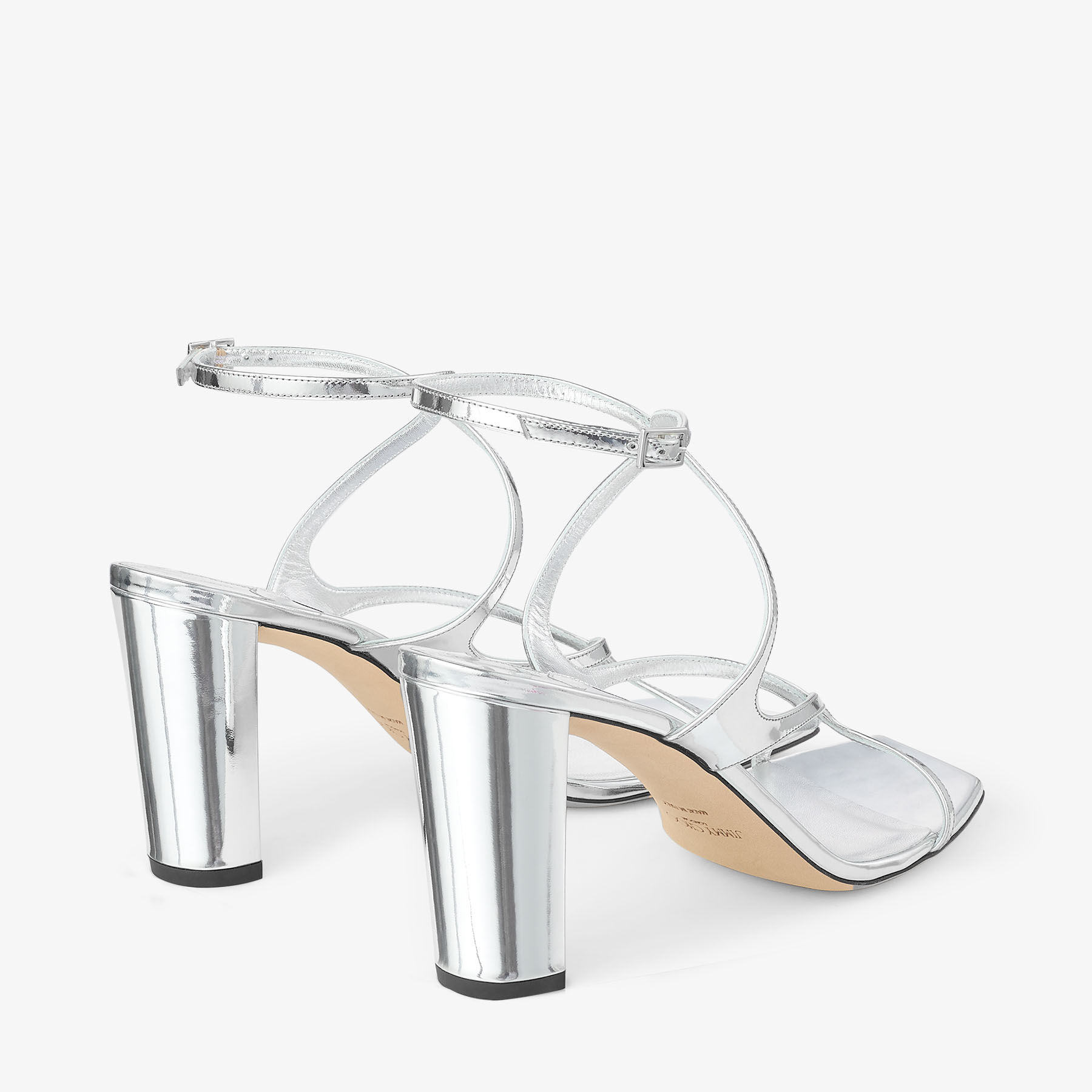 イチエー Azie 85 | Silver Liquid Metal Leather Sandals | JIMMY CHOO US