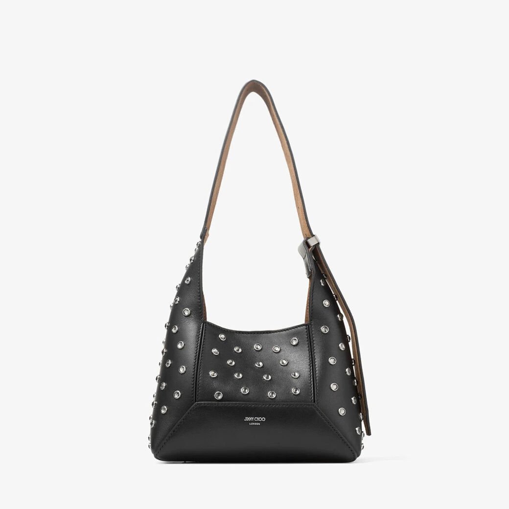 Jimmy Choo★ダイヤモンドホーボーS Black Leather Crystal DIAMONDHOBOSNZO_014045_FRONT_v