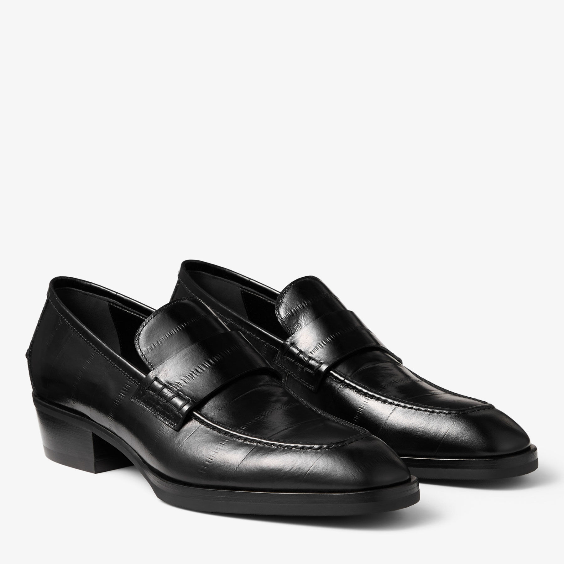 Wilder Loafer M | Black Eel-Embossed Leather Loafers | JIMMY CHOO