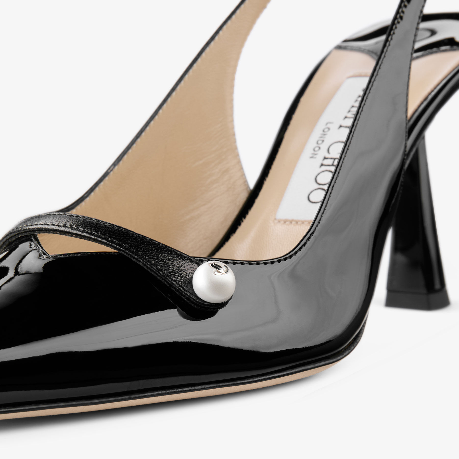 Amita 85 | Black Patent Nappa Leather Slingbacks | JIMMY CHOO US