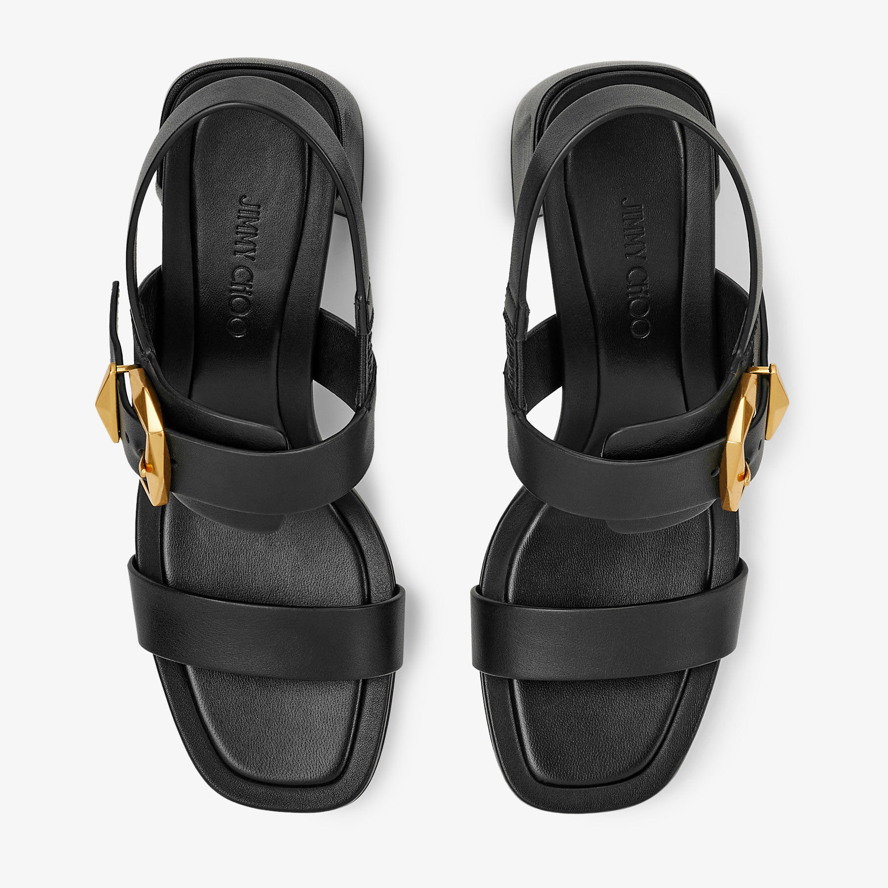 Hawke 70|Black/Gold Leather Sandals| JIMMY CHOO