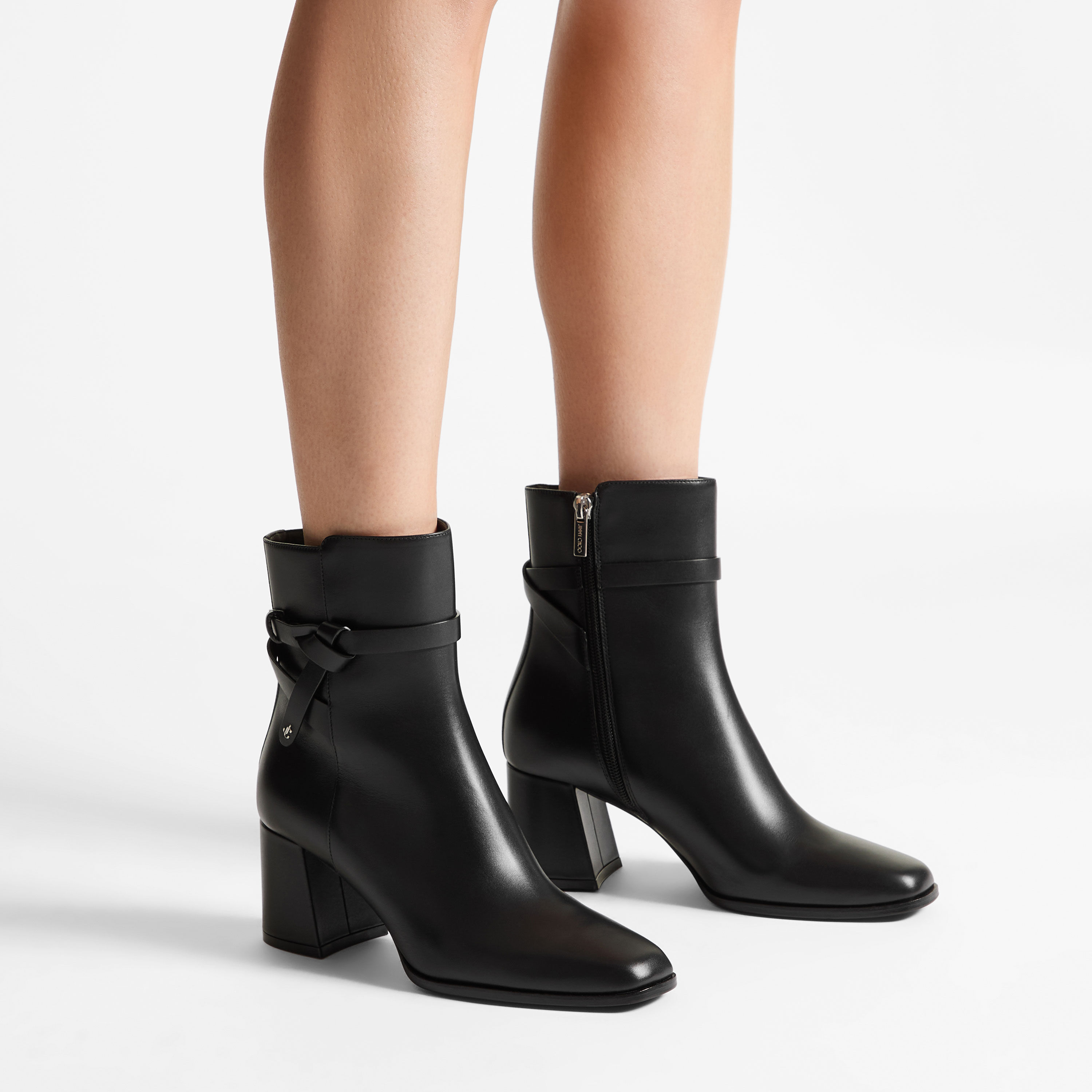 Lawton Ankl Boot 65 | Black Calf Leather Ankle Boot | JIMMY CHOO