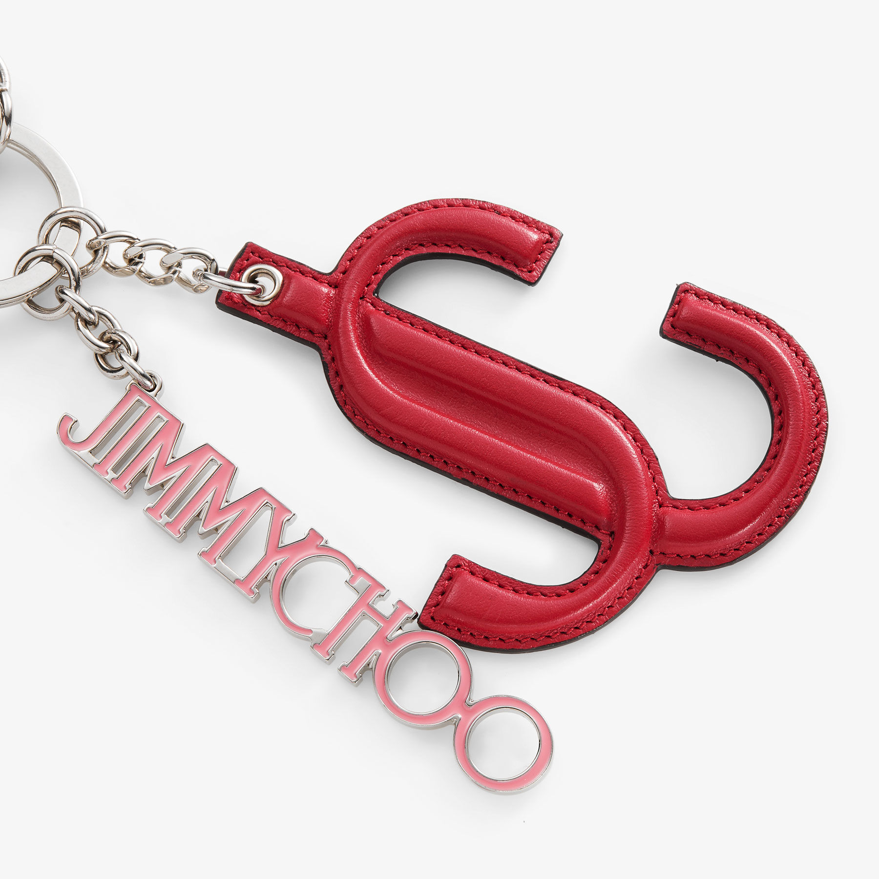 Red & Candy Pink Calf Leather Star Logo | Bag Charm | JIMMY