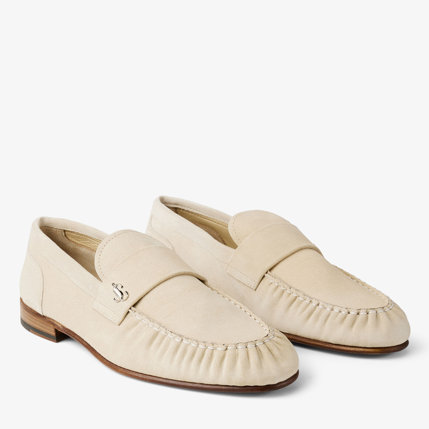 Ellis Loafer | Bone Etched Velvet Suede Loafers | JIMMY CHOO