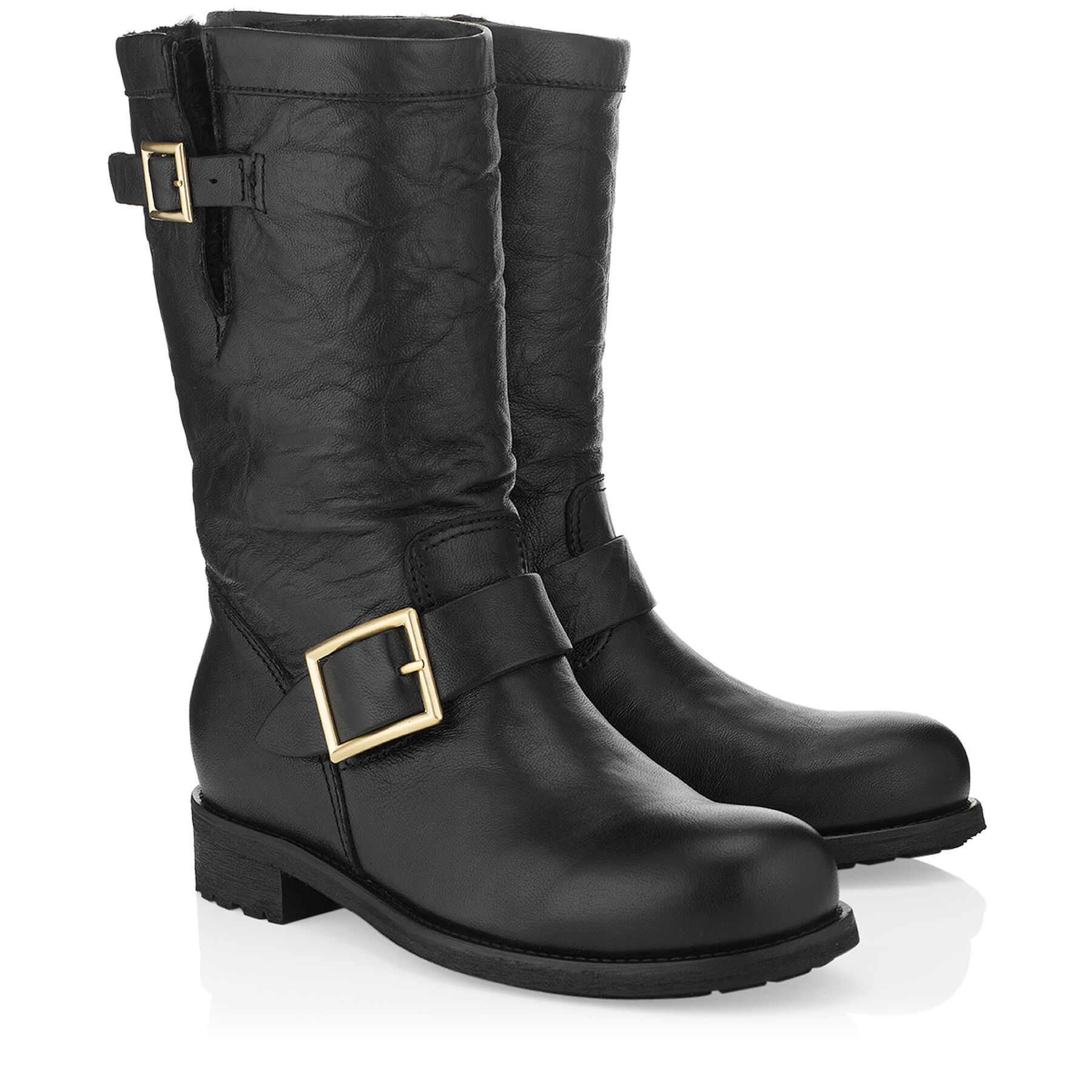 jimmy choo biker boots rabbit fur
