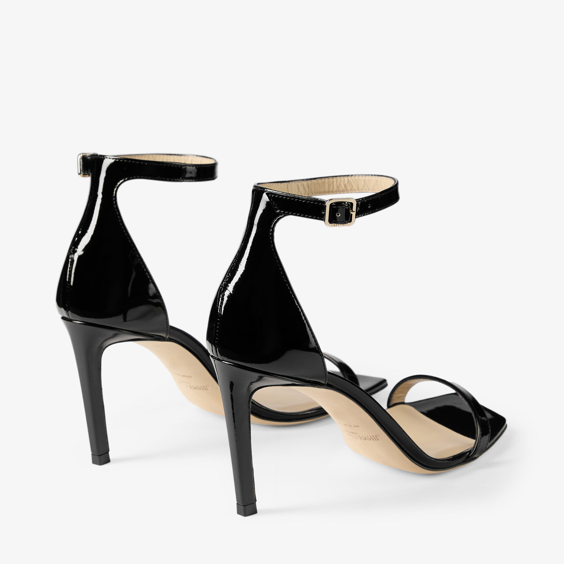 Alva 85 | Black Liquid Metal Leather Sandals | JIMMY CHOO US