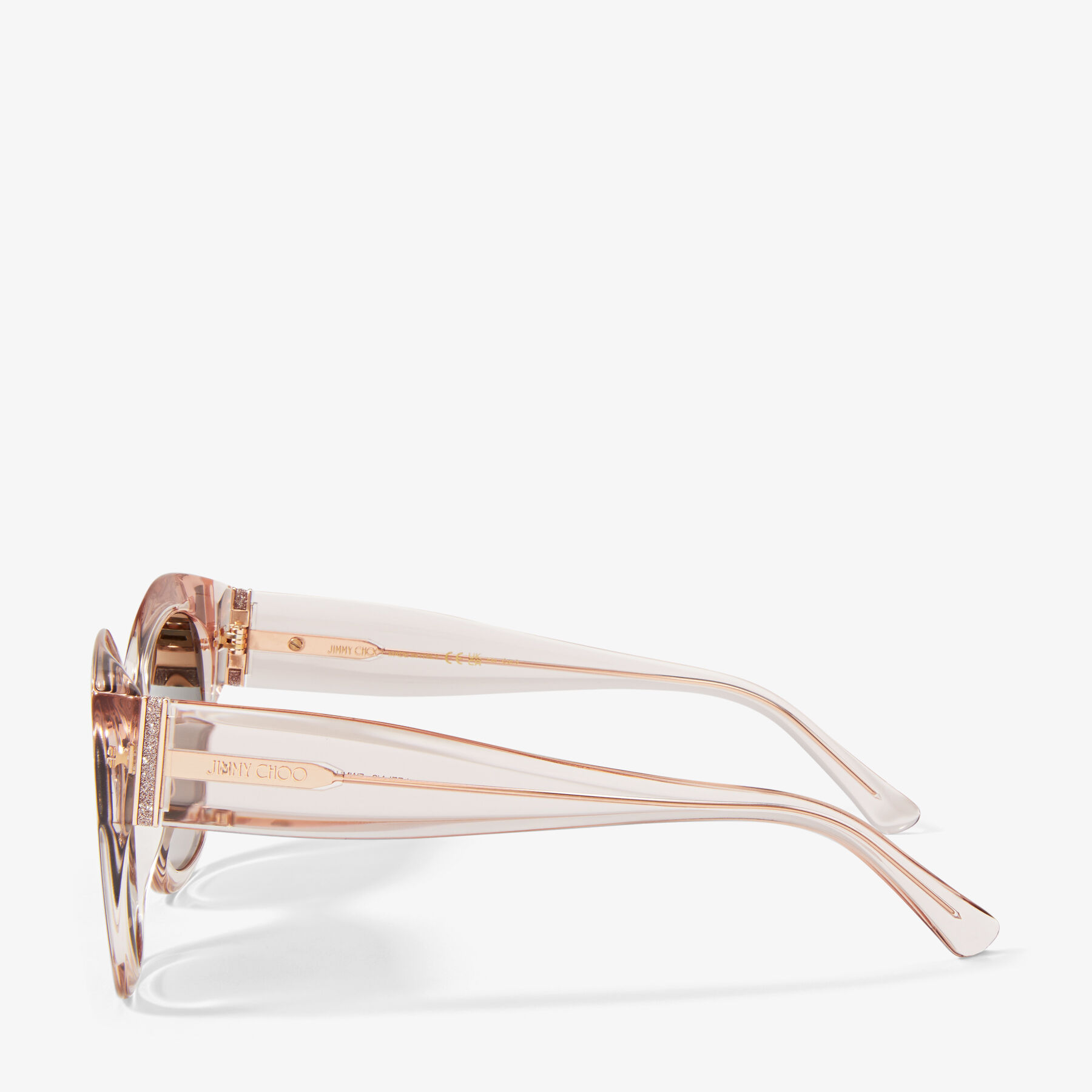 Nude Square Frame Sunglasses with Glitter LEELA S Jimmy Choo