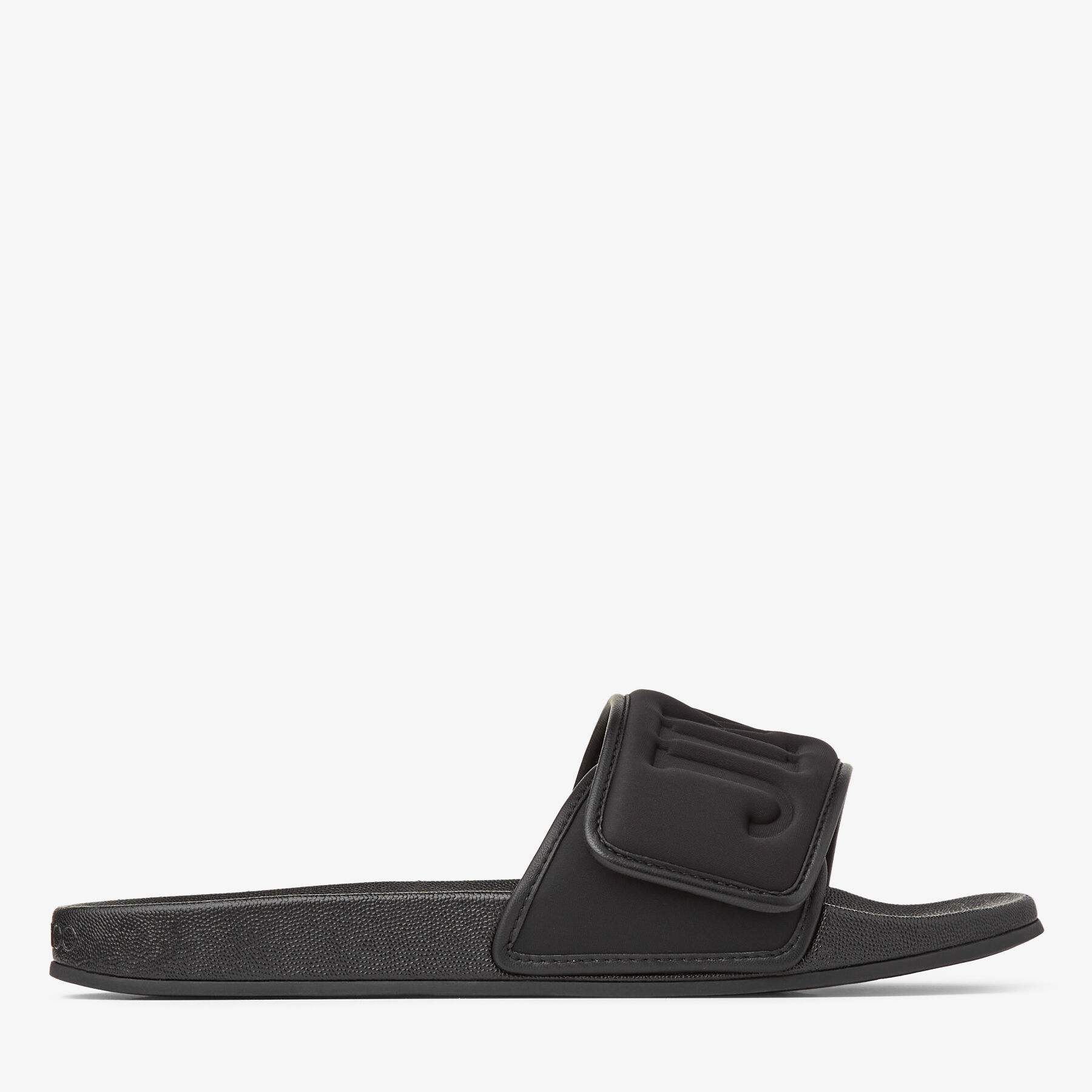 Fitz/M | Black Puffed Logo Lycra Slides | JIMMY CHOO