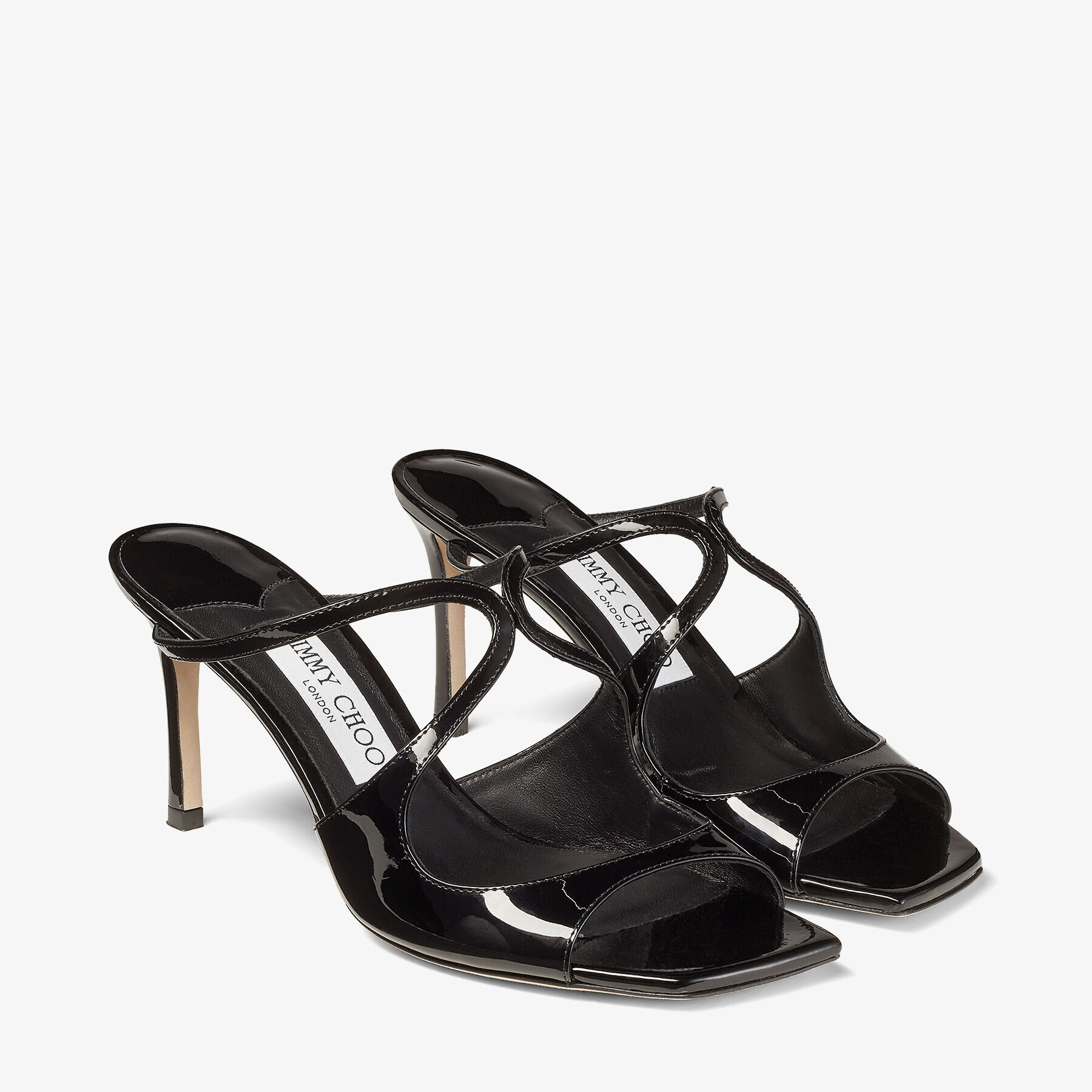 Black Patent Leather Mules | ANISE 75 | Spring/Summer 2023 Collection | JIMMY  CHOO